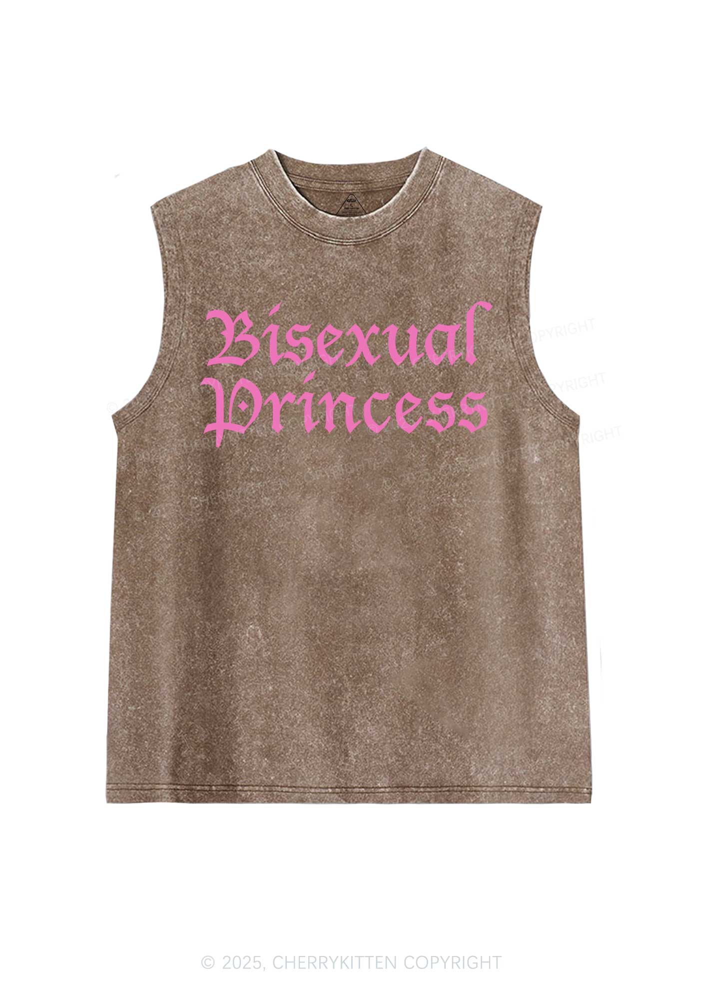 Bisexual Princess Pride Y2K Washed Muscle Tank Cherrykitten