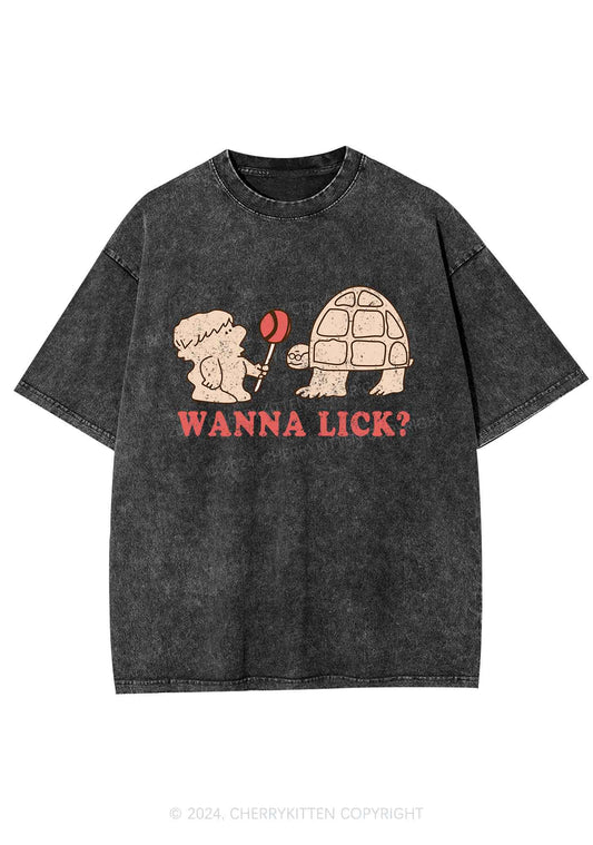 Wanna Lick Lollipop Y2K Washed Tee Cherrykitten