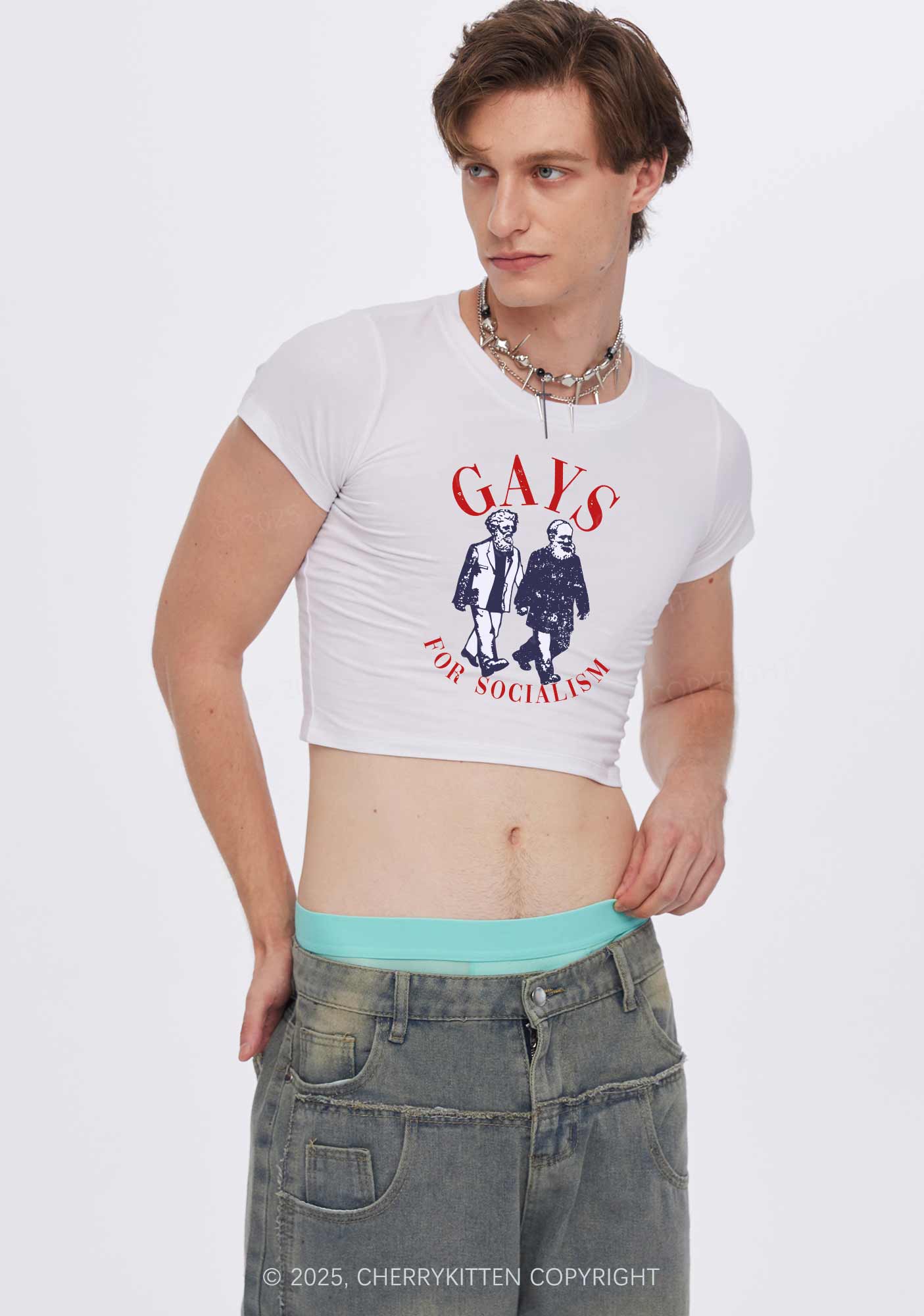 Gays For Socialism Pride Y2K Baby Tee Cherrykitten