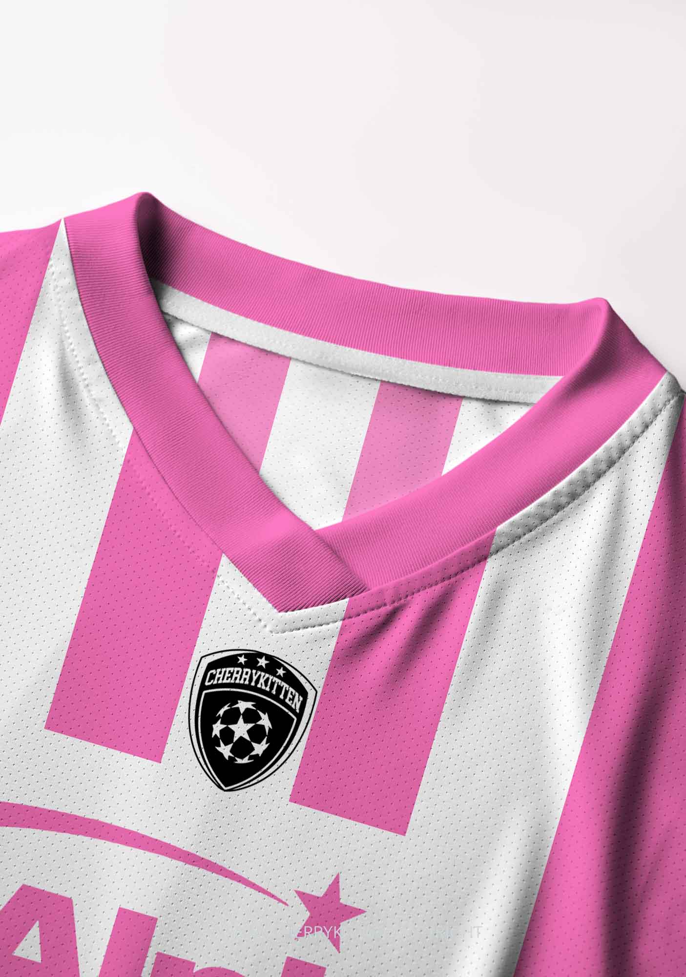 Alpha Male Pink White Stripes Pride Y2K Crop Football Jersey Shirts Cherrykitten