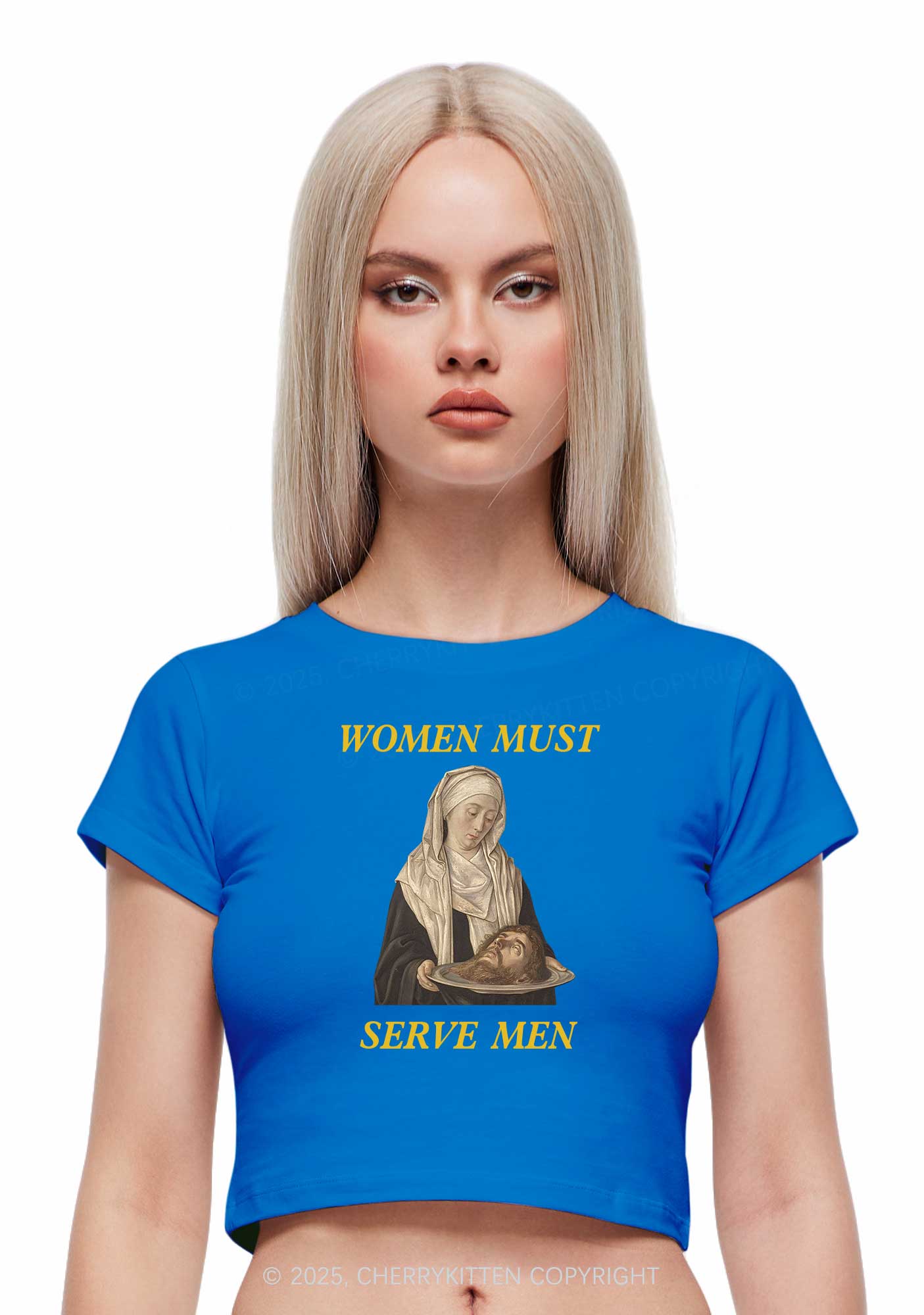 Women Must Serve Men Y2K Baby Tee Cherrykitten
