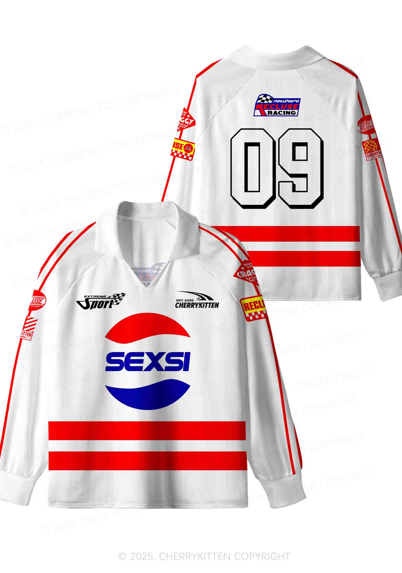 Custom Red Blue Sexsi Y2K Sport Long Sleeve Jersey Shirts Cherrykitten