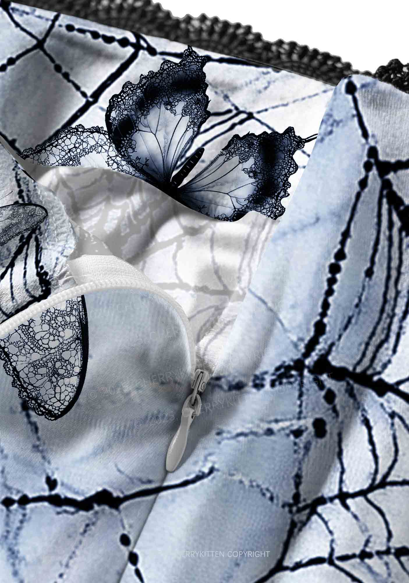 Web And Butterflies Y2K Print Midi Skirt Cherrykitten