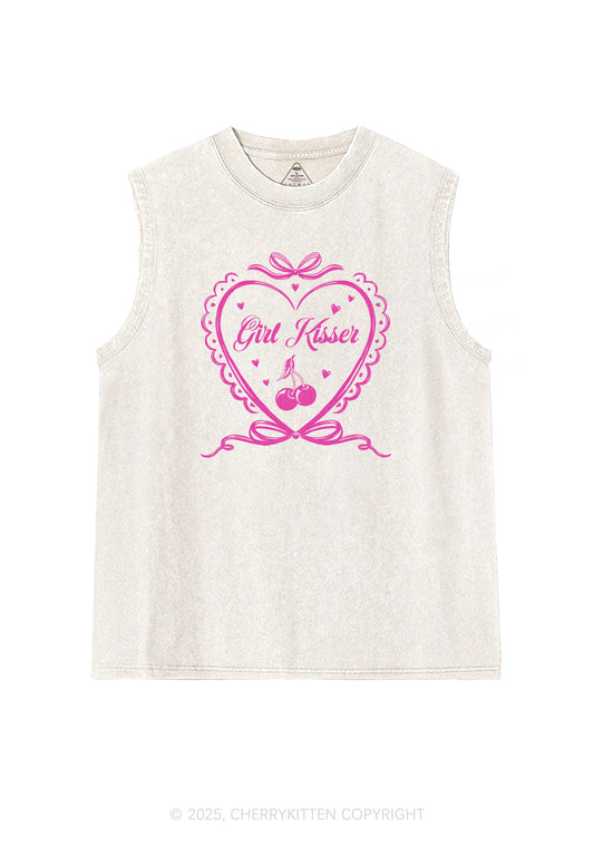 Girl Kisser Pride Y2K Washed Muscle Tank Cherrykitten
