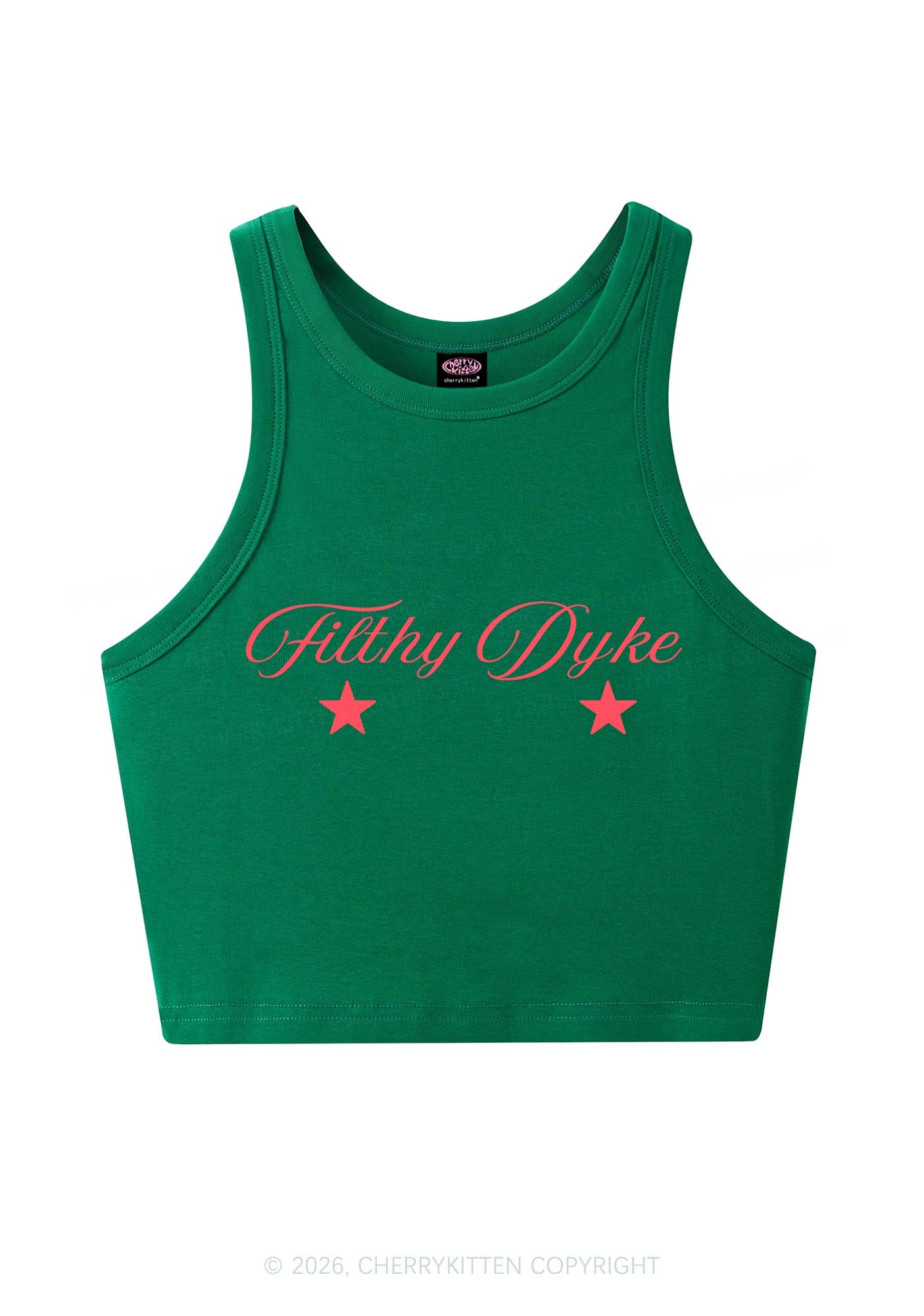Filthy Dyke Pride Y2K Crop Tank Top Cherrykitten