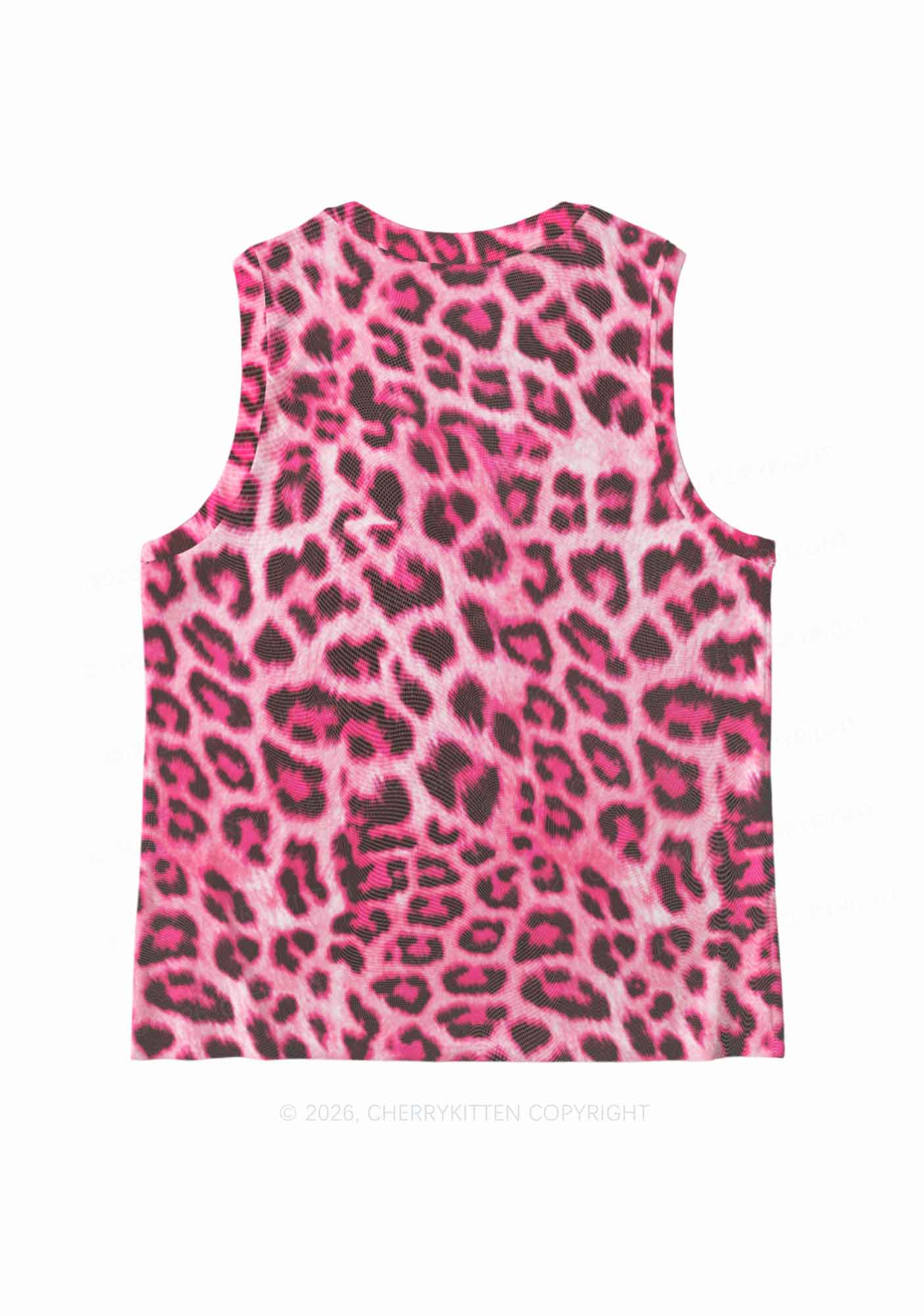 Pink Leopard Faggot Pride Y2K Mesh Muscle Tank Cherrykitten