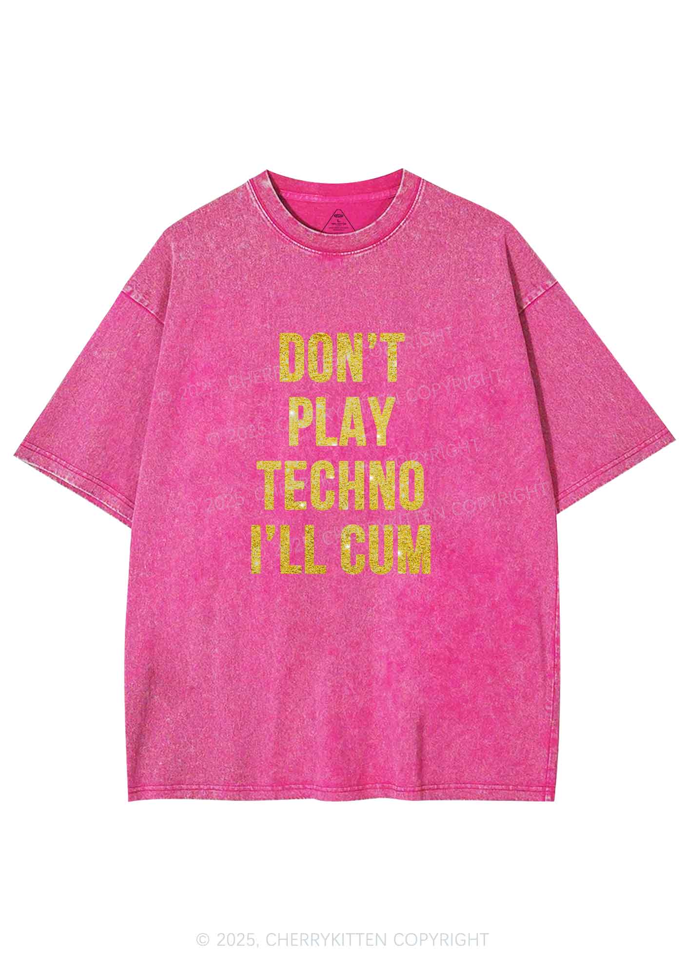 Glitter Dont Play Techno Y2K Shirts Washed Tee Cherrykitten
