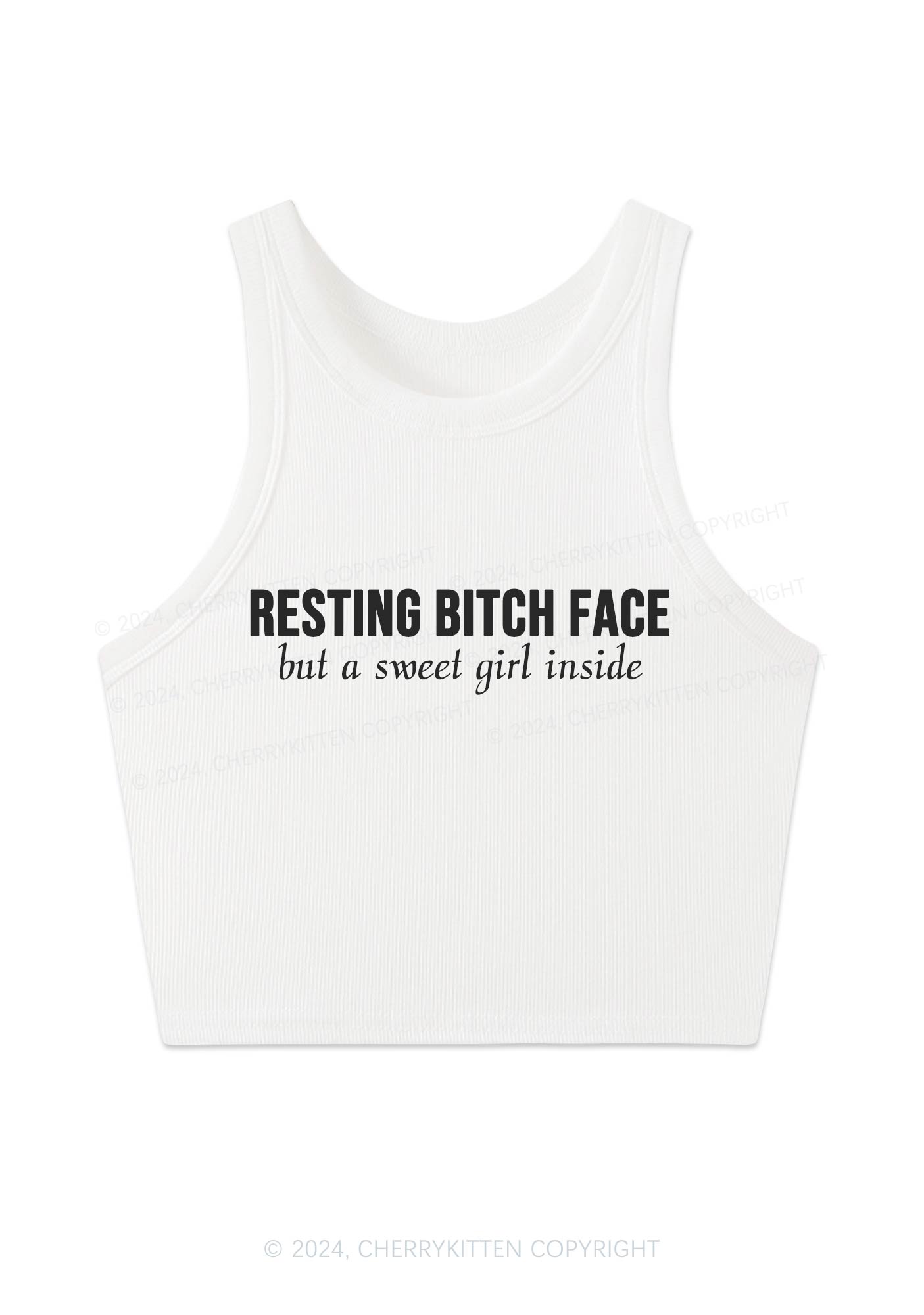 Resting Bxxch Face Y2K Crop Tank Top Cherrykitten