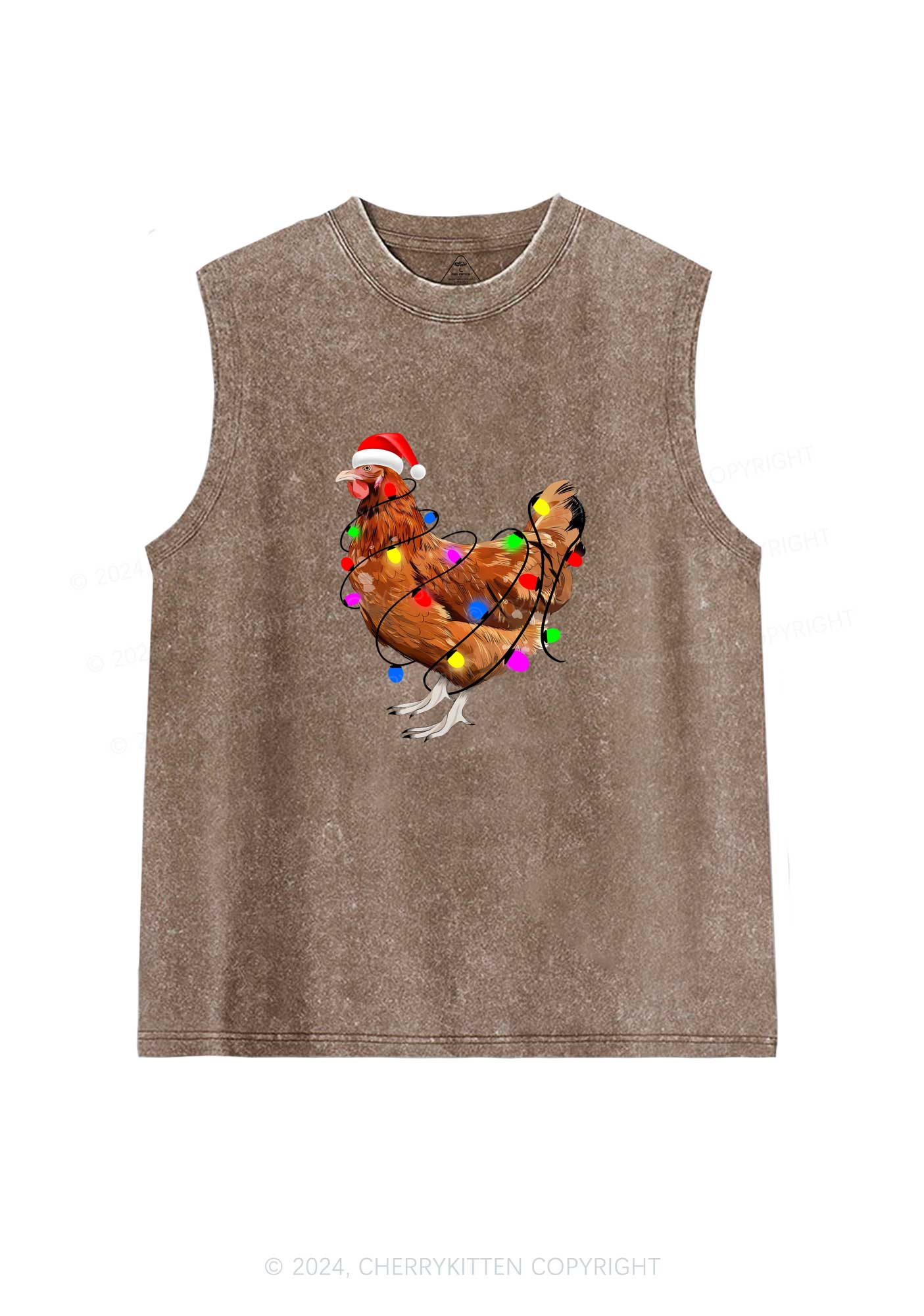 Christmas Hen Y2K Washed Tank Cherrykitten