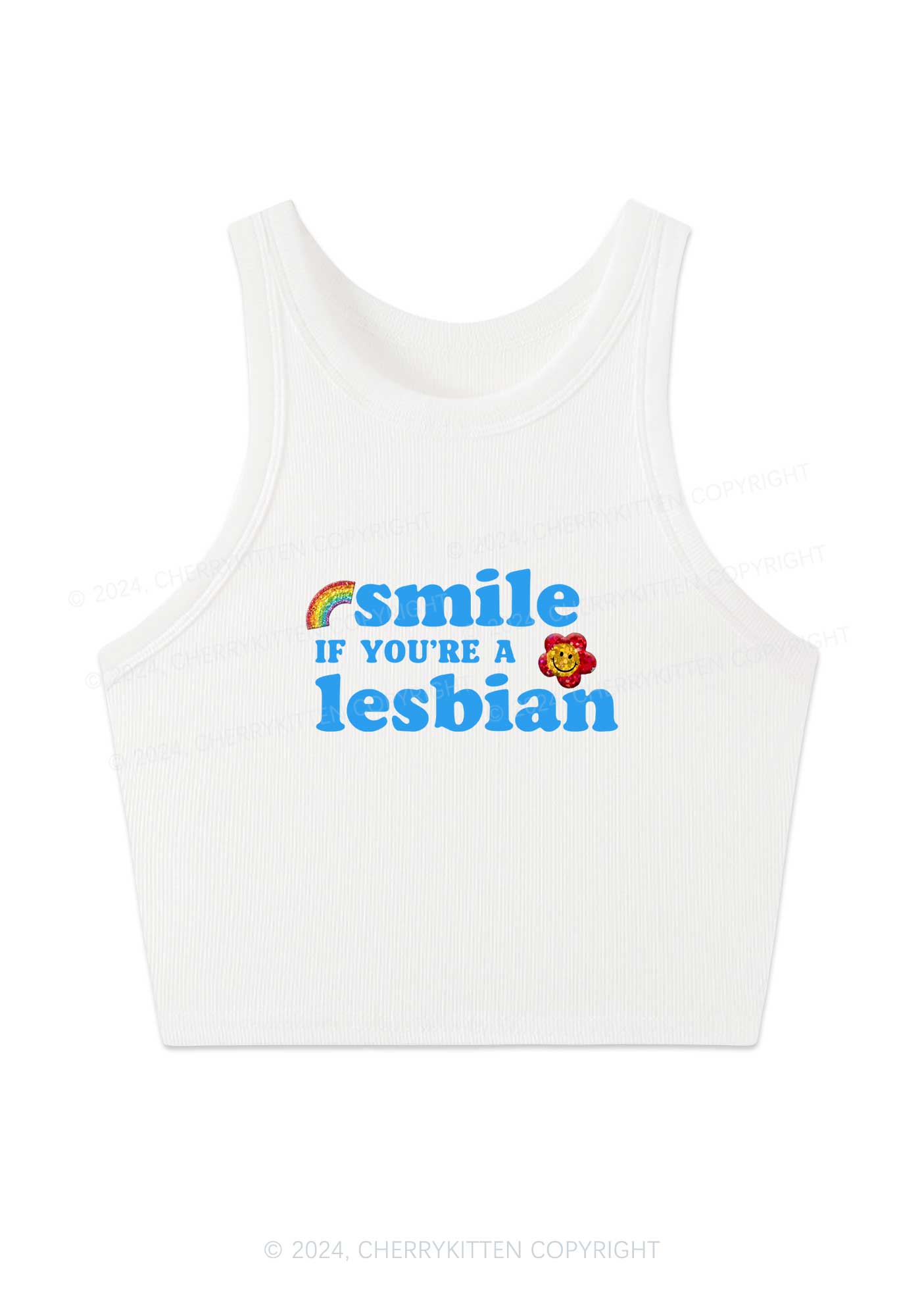 Lesbian Smile Y2K Crop Tank Top Cherrykitten