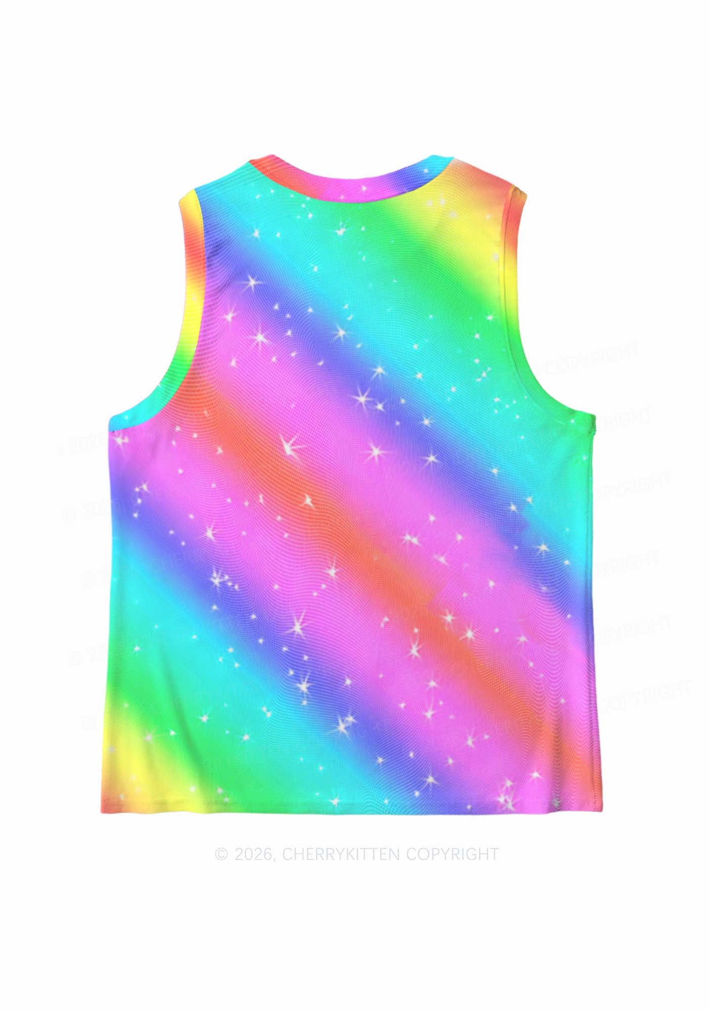 Rainbow Slide Faggot Pride Y2K Mesh Muscle Tank Cherrykitten