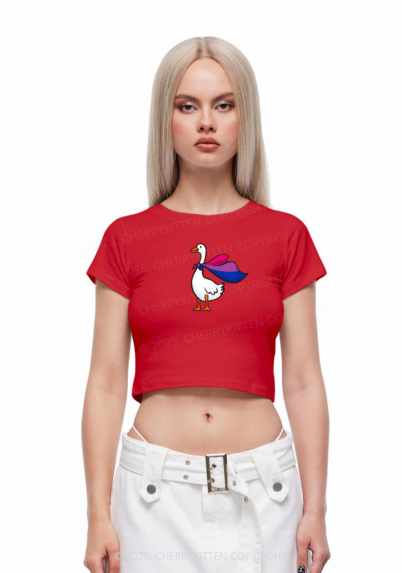 Bisexual Goose Pride Y2K Baby Tee Cherrykitten