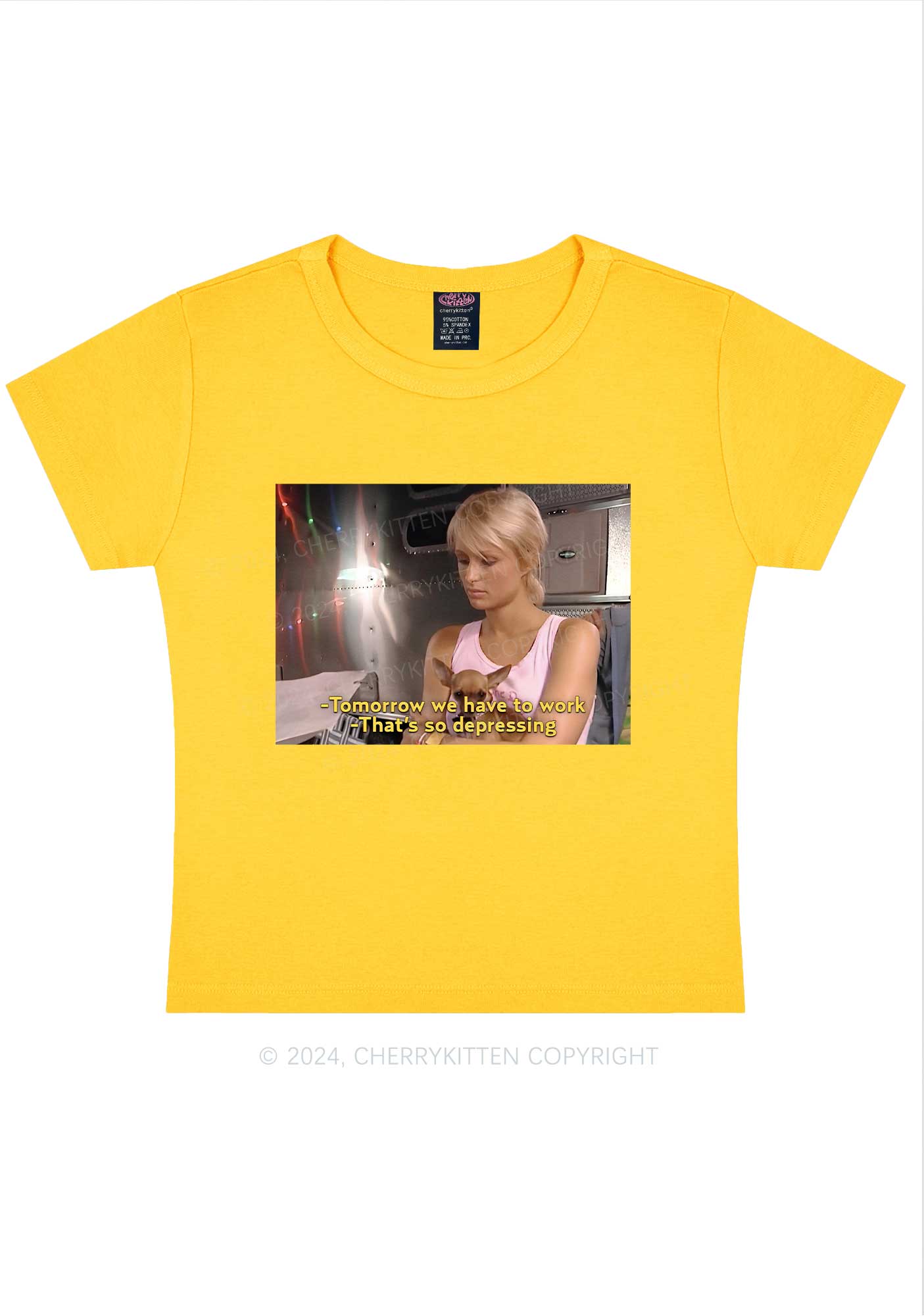We Have To Work Y2K Baby Tee Cherrykitten