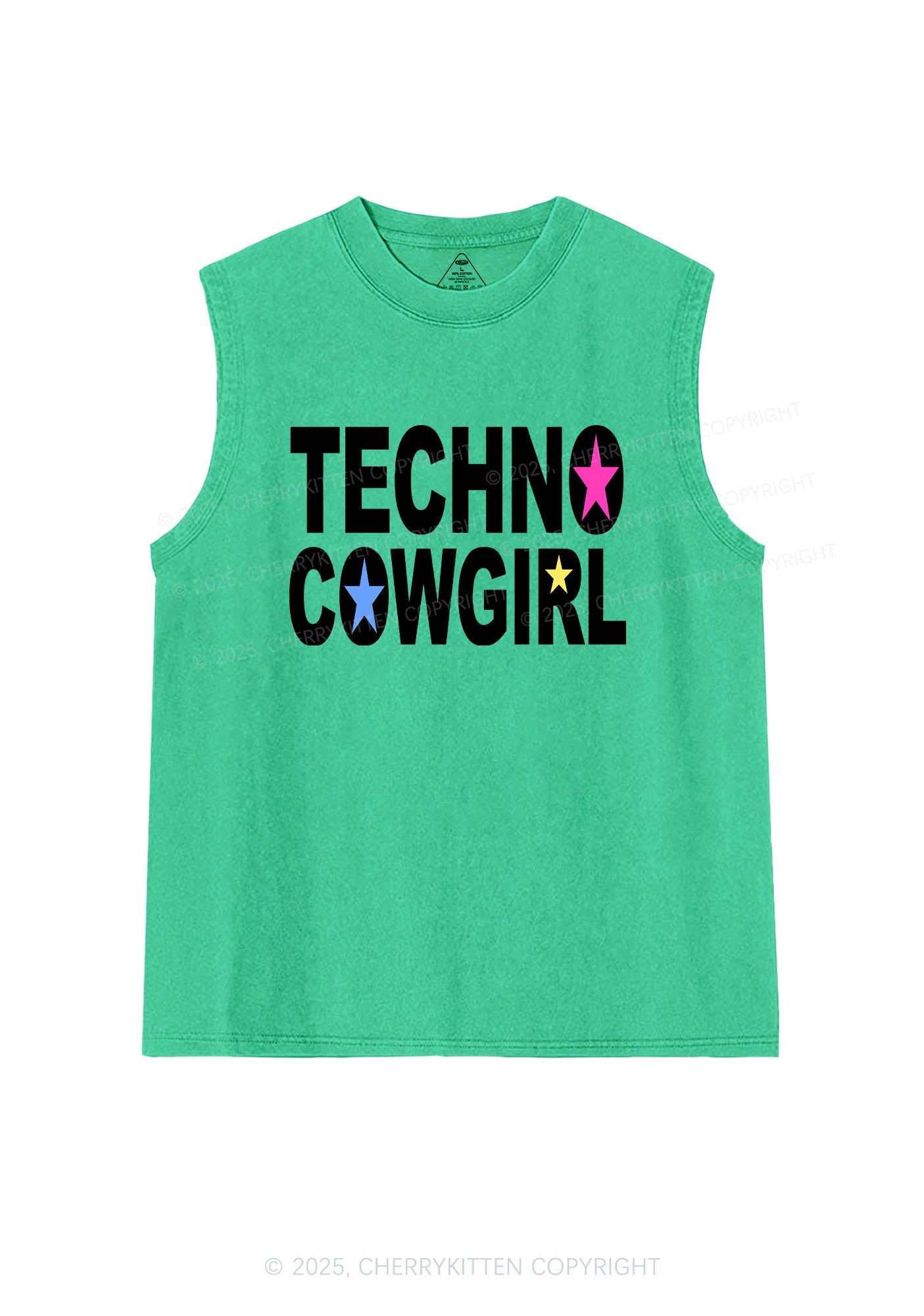 Techno Cowgirl Y2K Washed Muscle Tank Cherrykitten