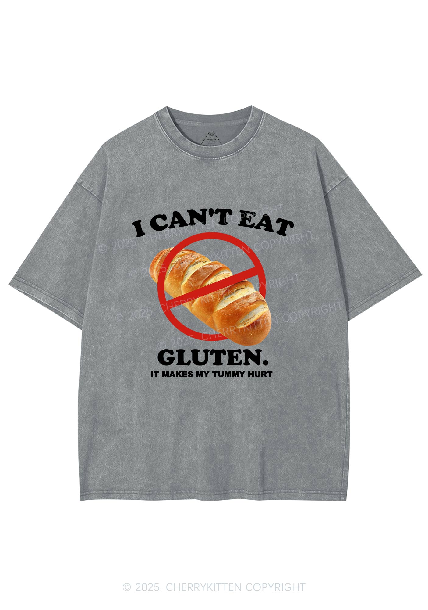 I Cant Eat Gluten Y2K Shirts Washed Tee Cherrykitten