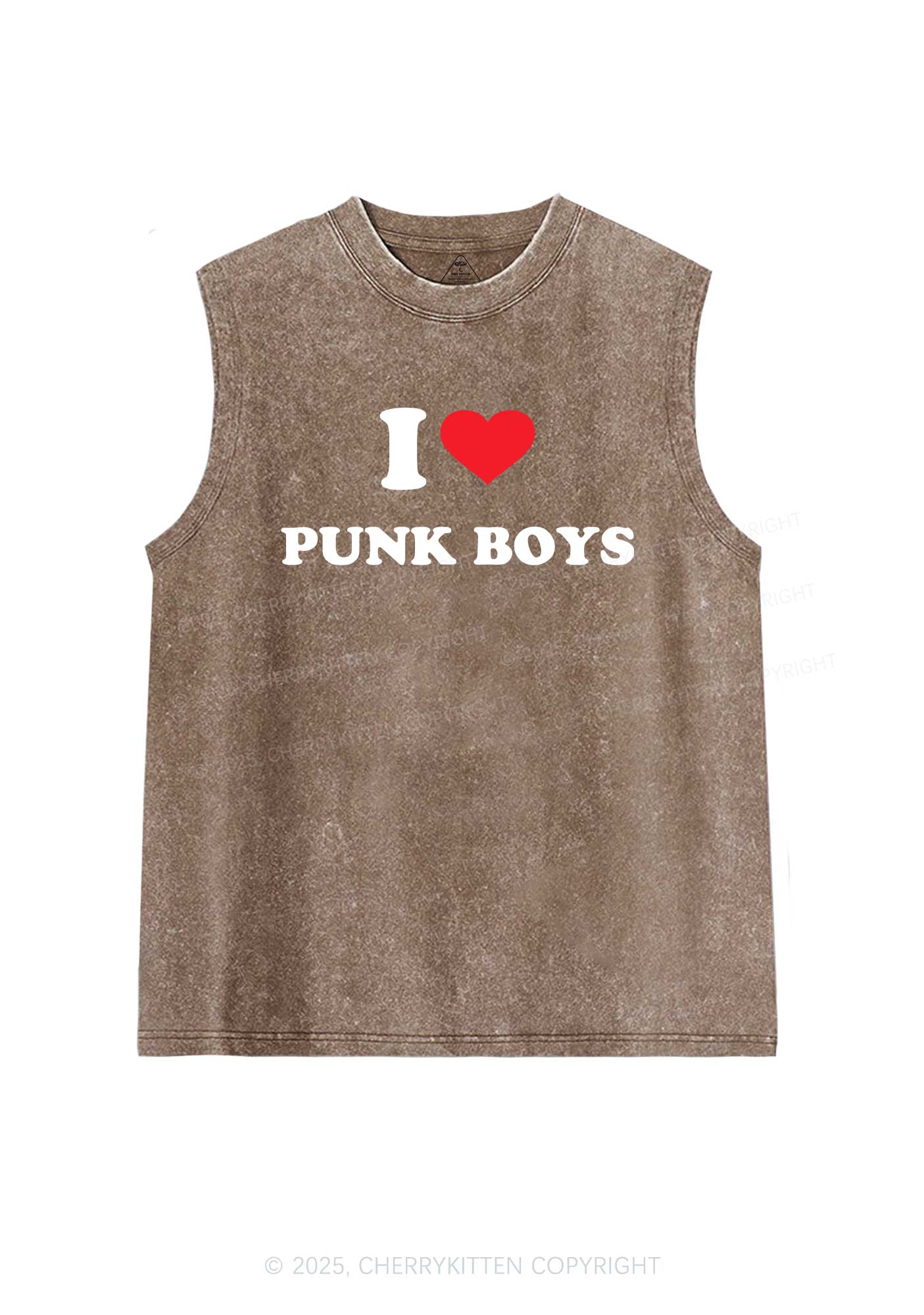 I Love Punk Boys Y2K Washed Muscle Tank Cherrykitten