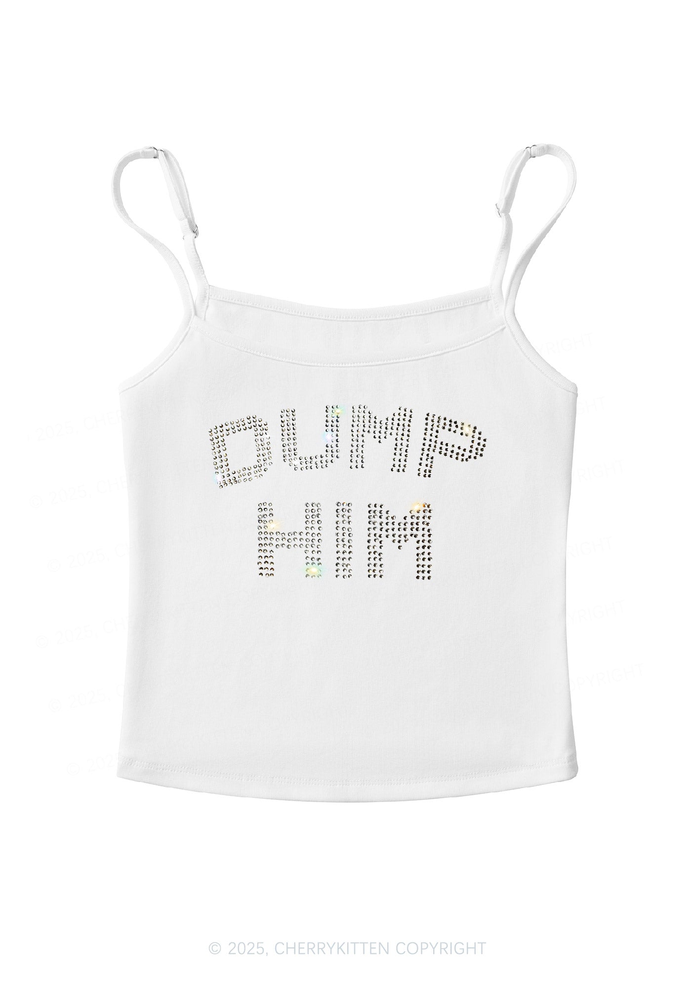 Rhinestone Dump Him Y2K Spaghetti Strap Cami Cherrykitten