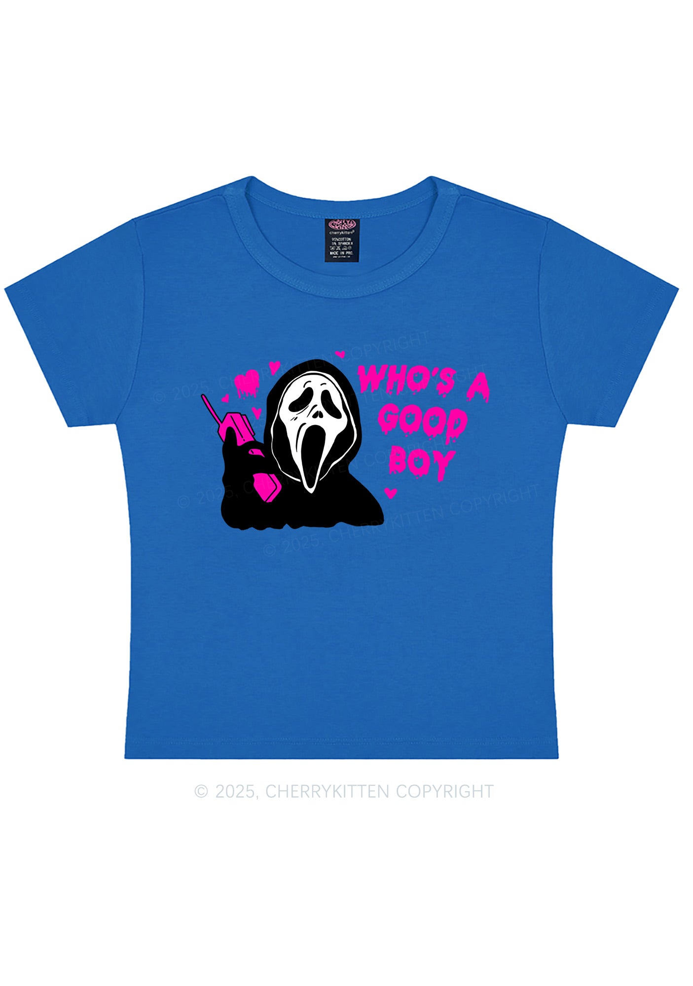 Halloween Whos Good Boy Y2K Baby Tee Cherrykitten