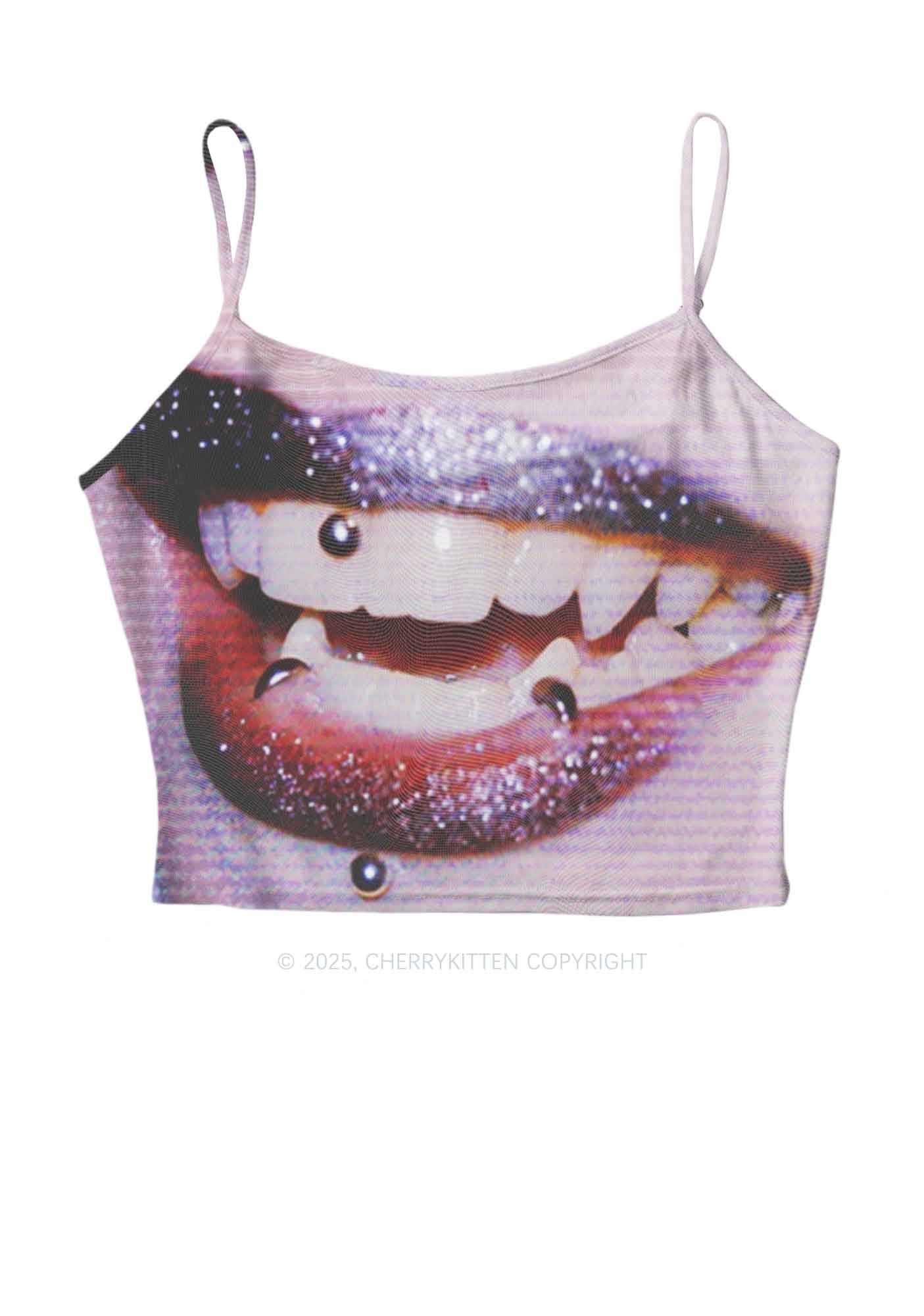 Halloween Punk Lips Y2K Mesh Cami Tank Cherrykitten