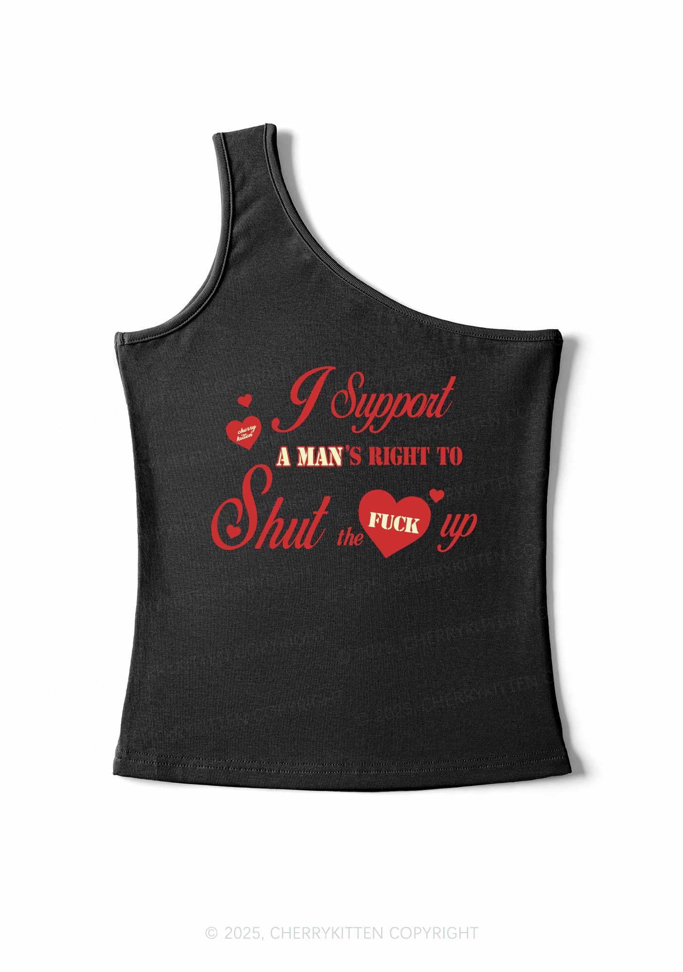 I Support A Mans Right Y2K One Shoulder Tank Top Cherrykitten