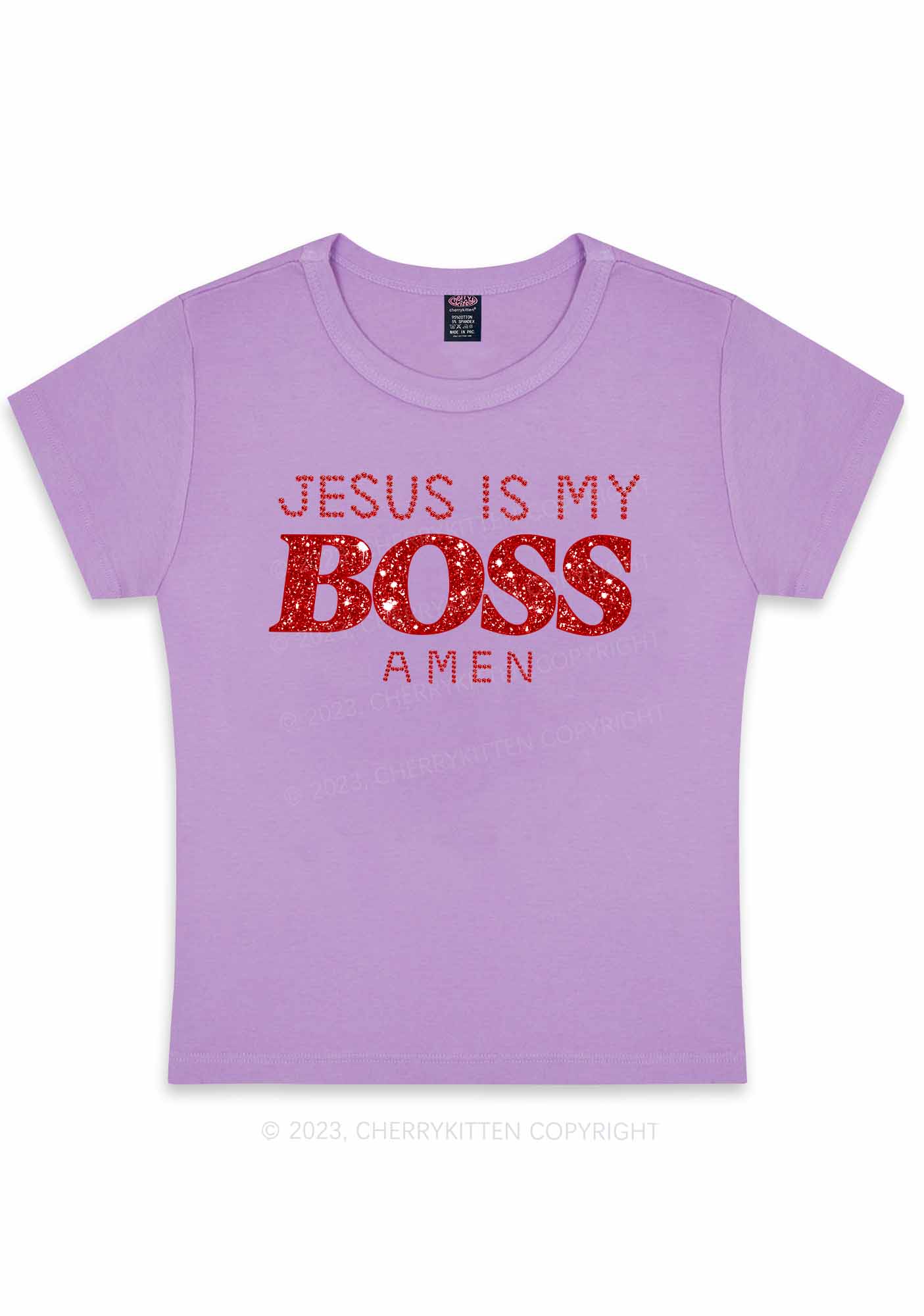 Curvy Jesus Is My Boss Y2K Baby Tee Cherrykitten