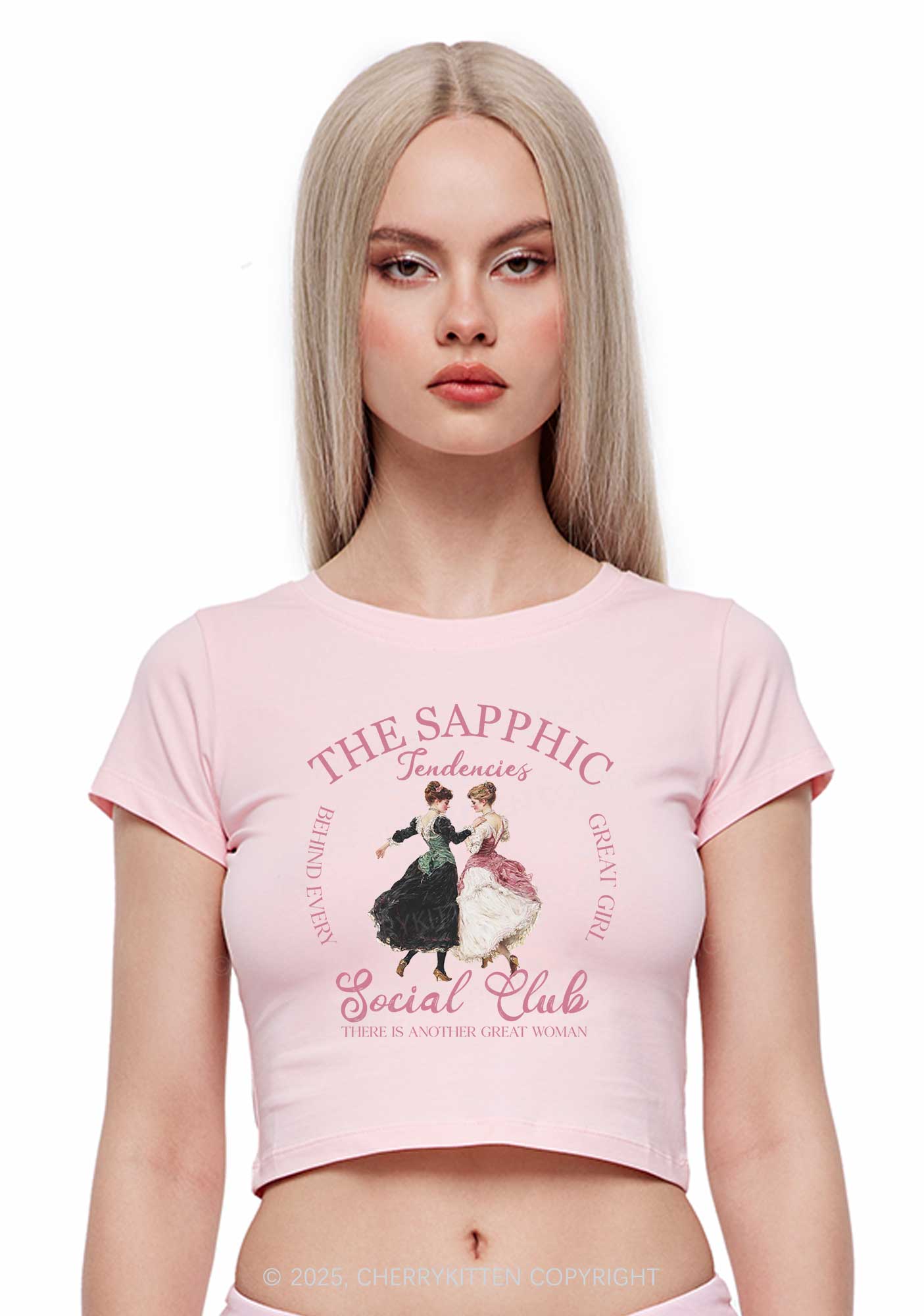 The Sapphic Pride Y2K Baby Tee Cherrykitten