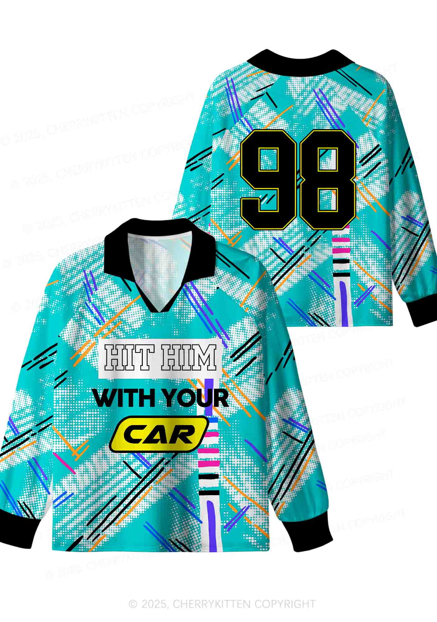 Custom Hit Him With Your Car Y2K Sport Long Sleeve Jersey Shirts Cherrykitten