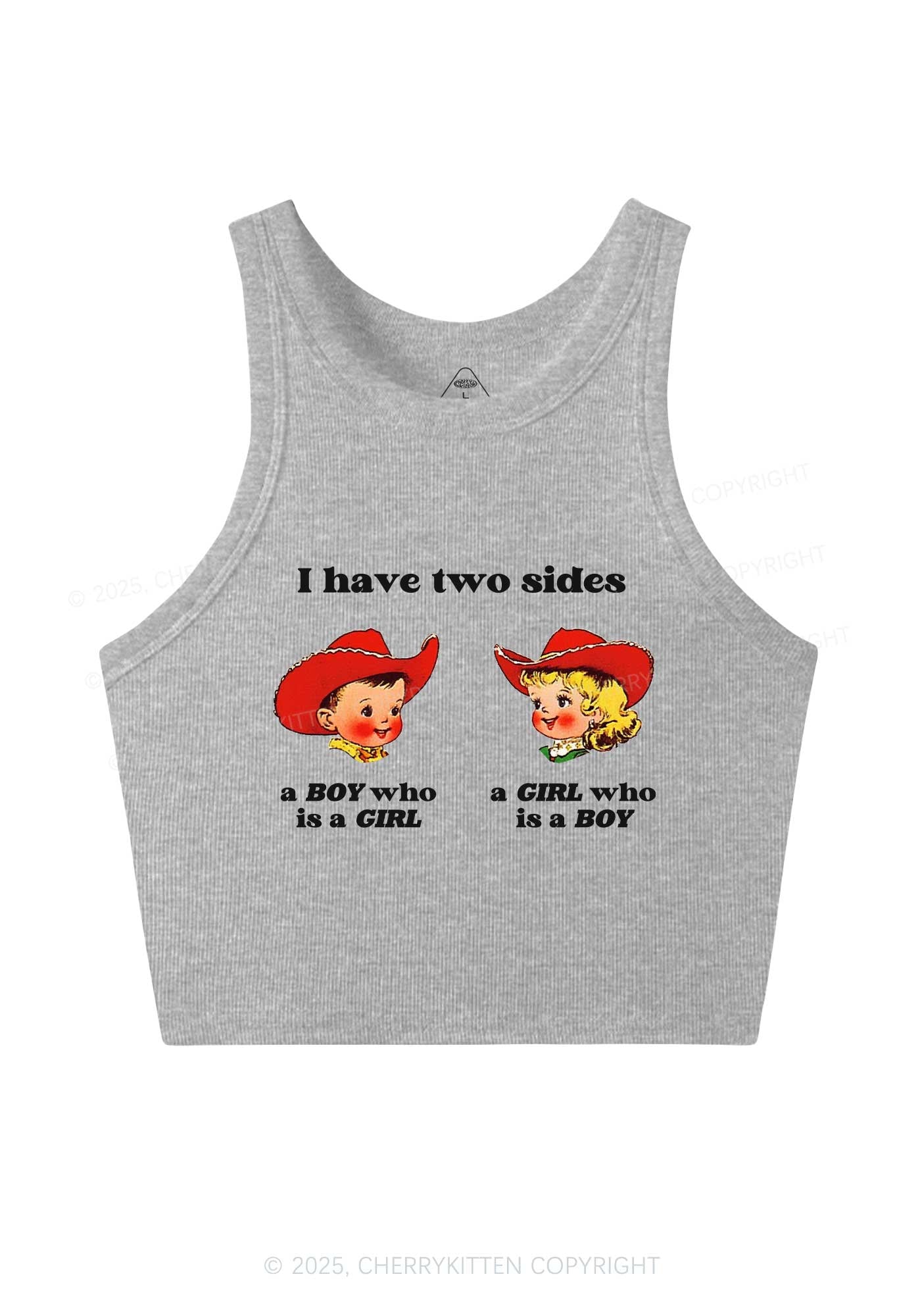 I Have Two Sides Pride Y2K Crop Tank Top Cherrykitten