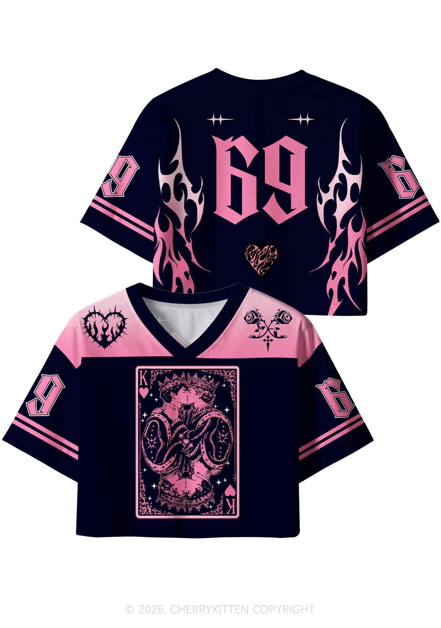Pink Black Gay King Pride Y2K Crop Sport Jersey Shirts Cherrykitten