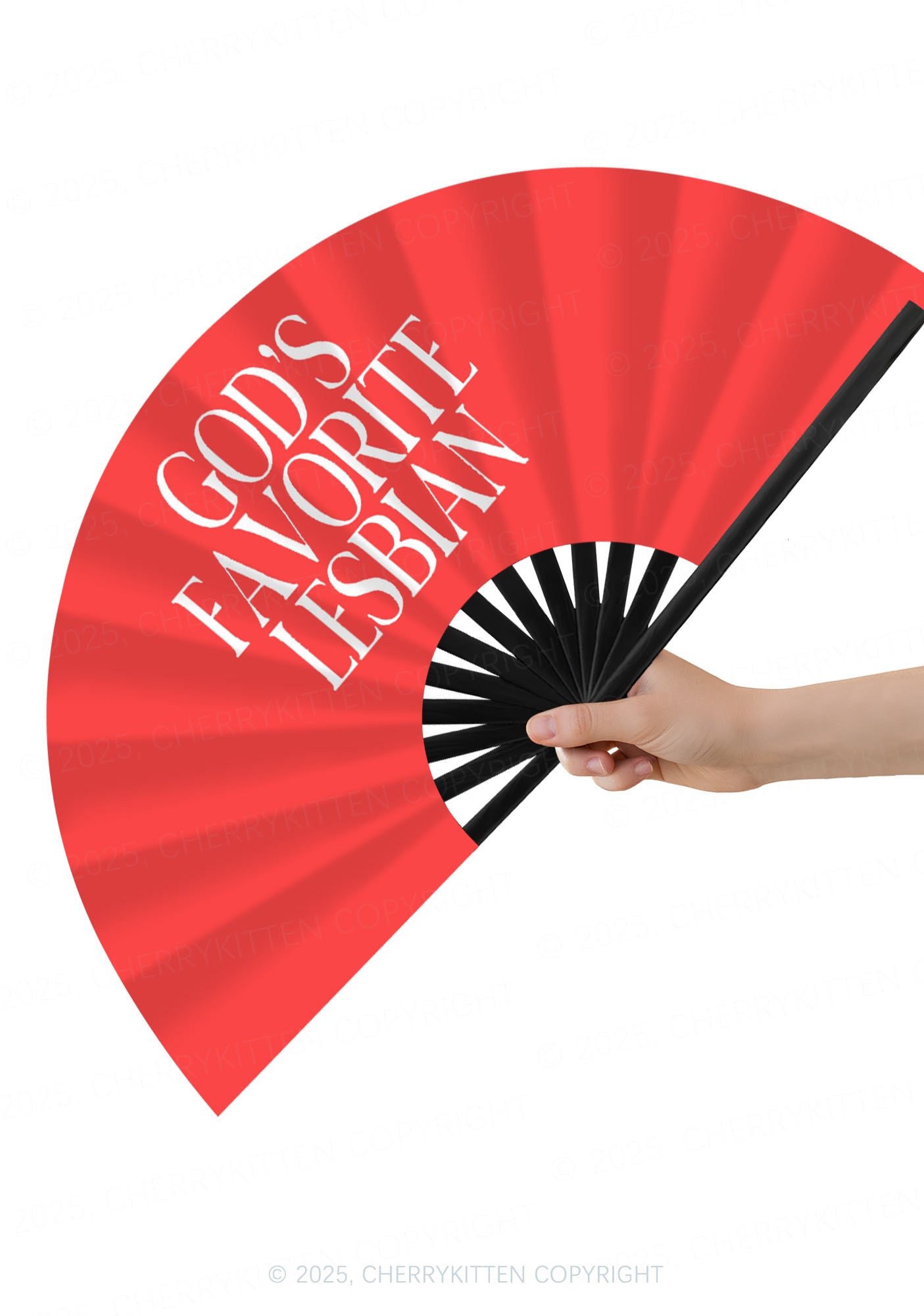 Gods Favorite Lesbian Pride Y2K Rave Hand Fan Cherrykitten