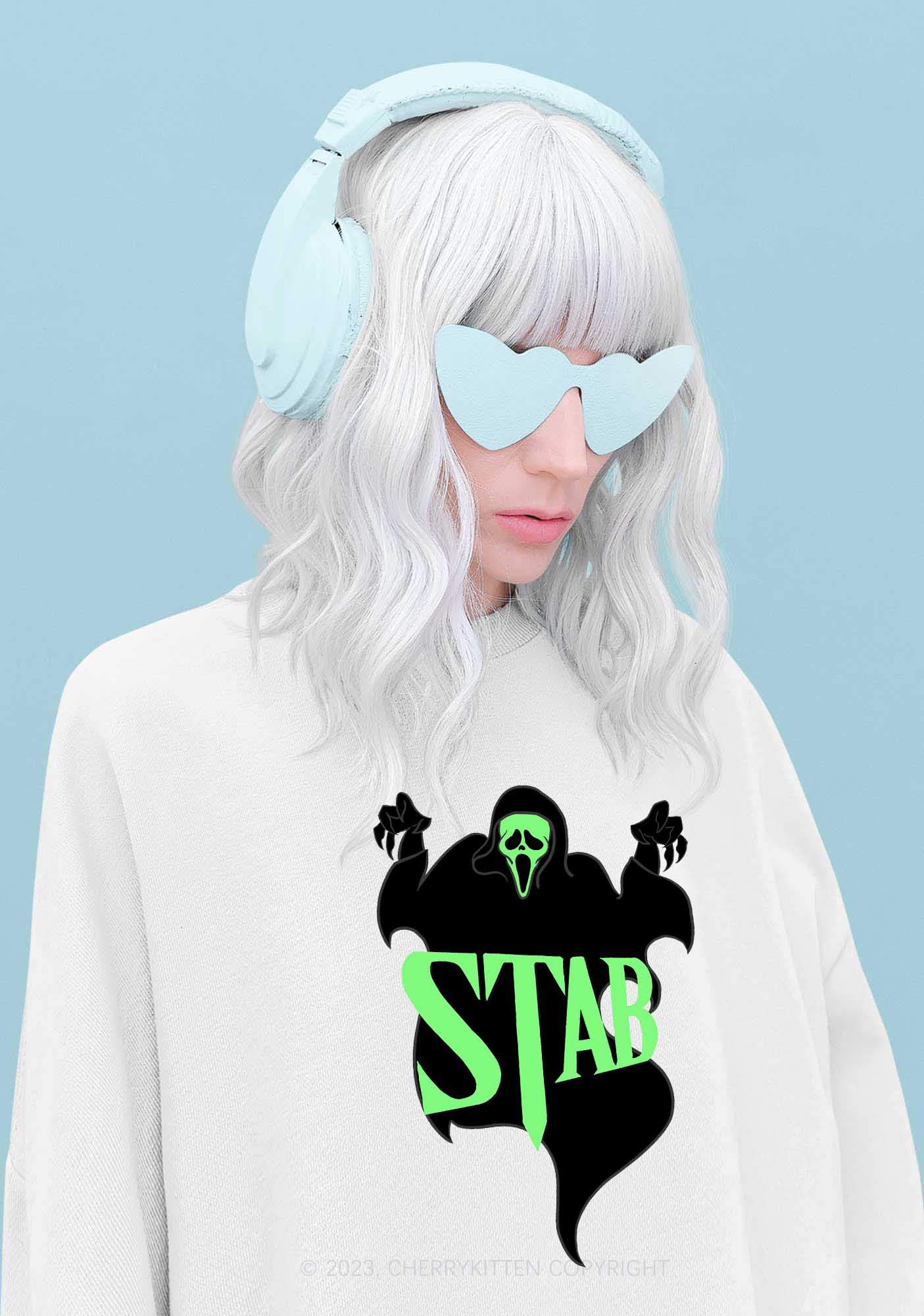 Stab Ghost Halloween Y2K Sweatshirt Cherrykitten