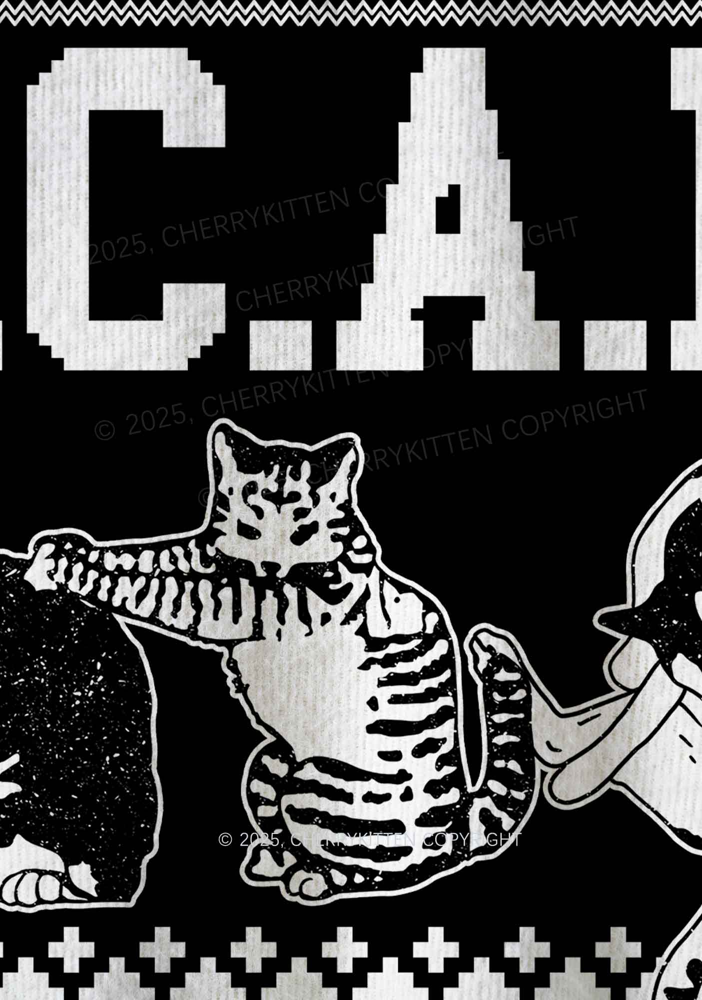Black ACAB Cats Y2K Christmas Knit Sweatshirt Cherrykitten