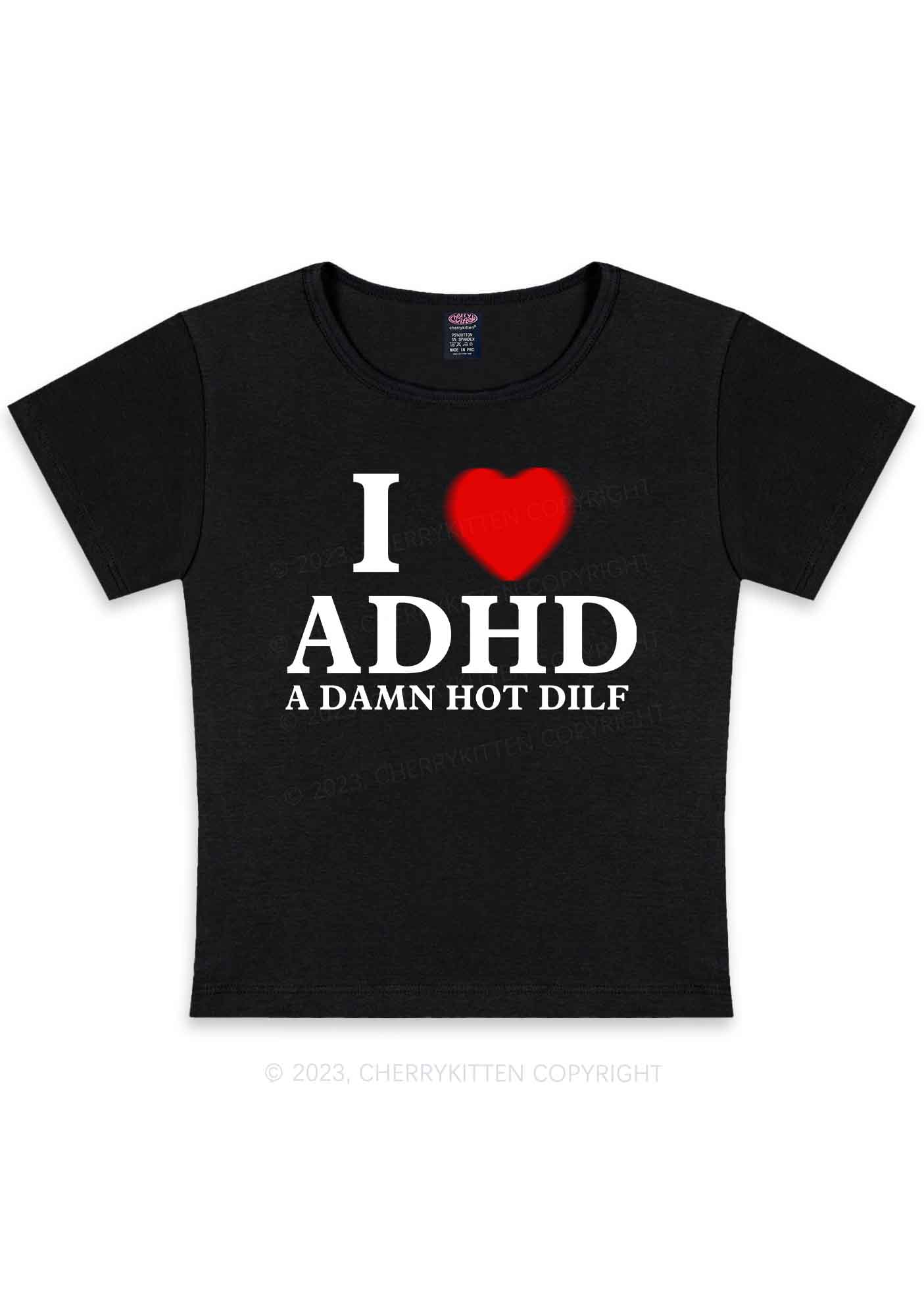 Curvy I Love ADHD Y2K Baby Tee Cherrykitten