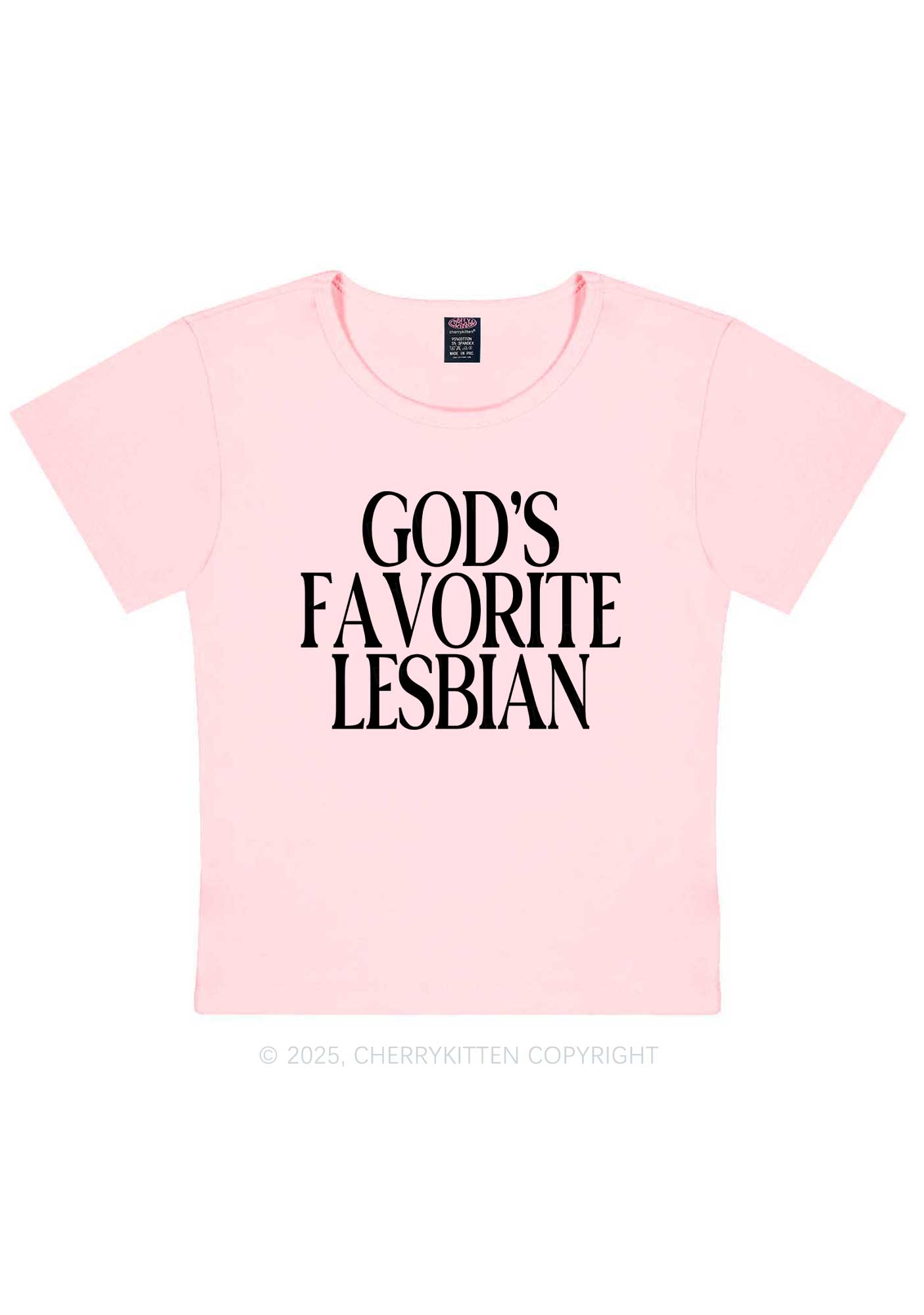 Gods Favorite Lesbian Pride Y2K Baby Tee Cherrykitten