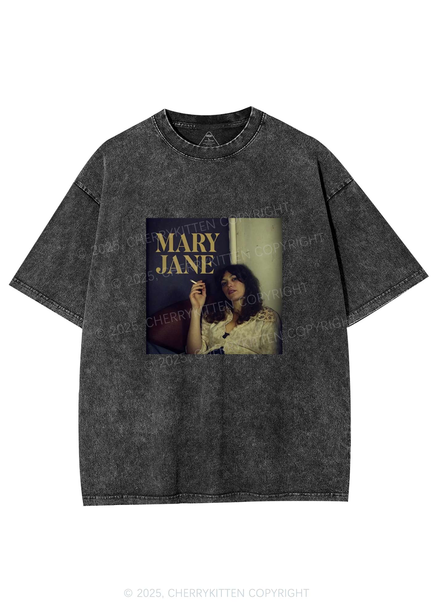 Smoking Woman Y2K Washed Tee Cherrykitten