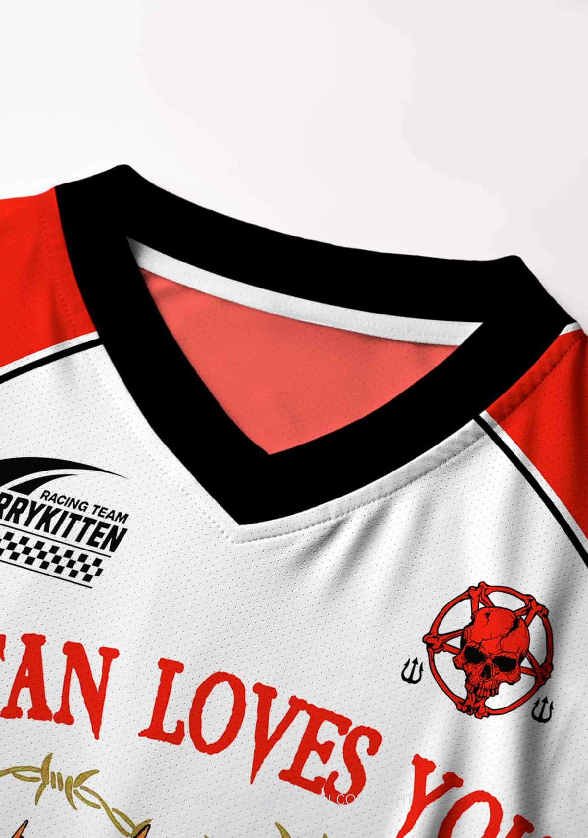 Halloween Satan Loves You Heart Y2K Crop Football Jersey Shirts Cherrykitten