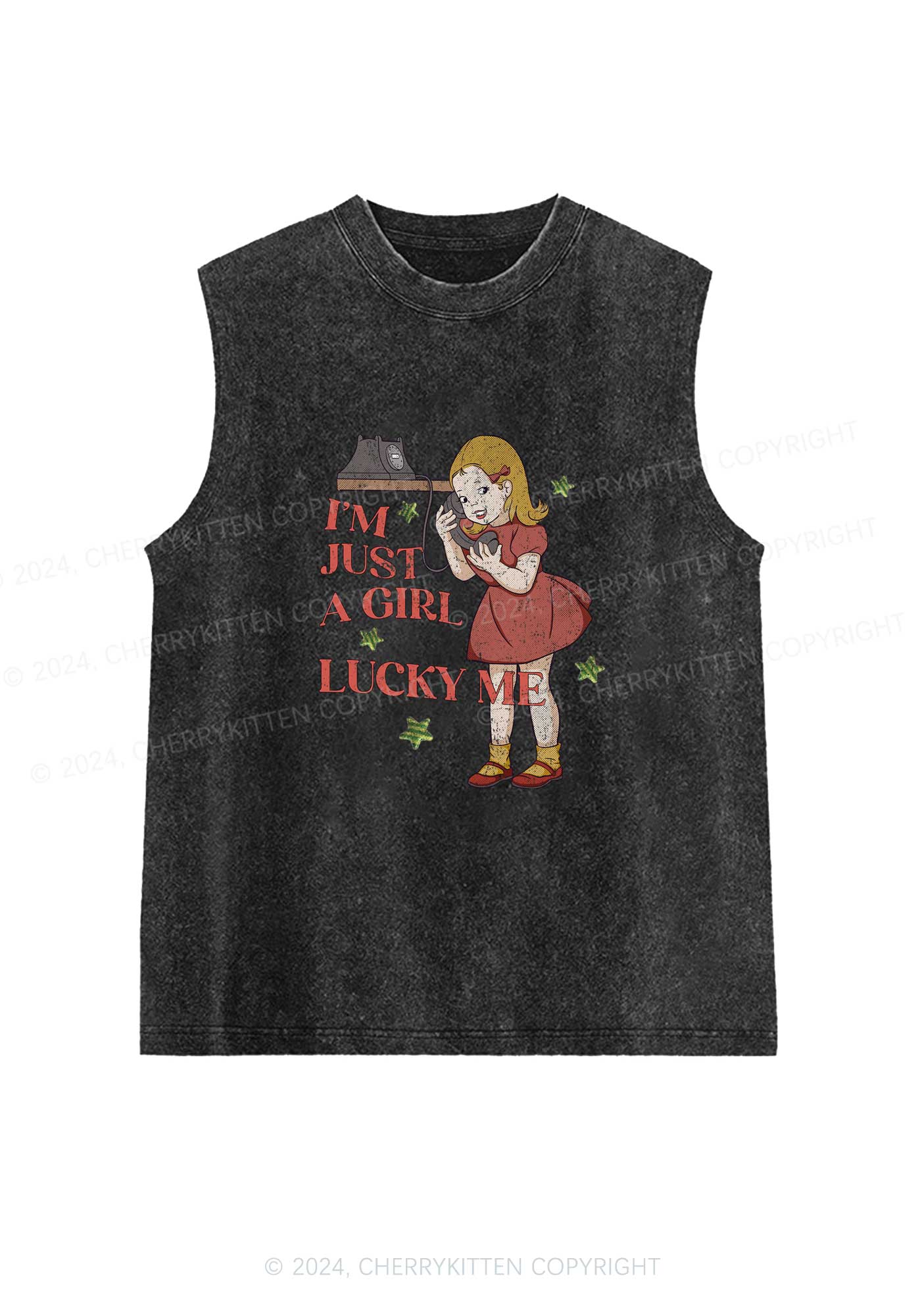 Lucky Me Y2K Washed Tank Cherrykitten