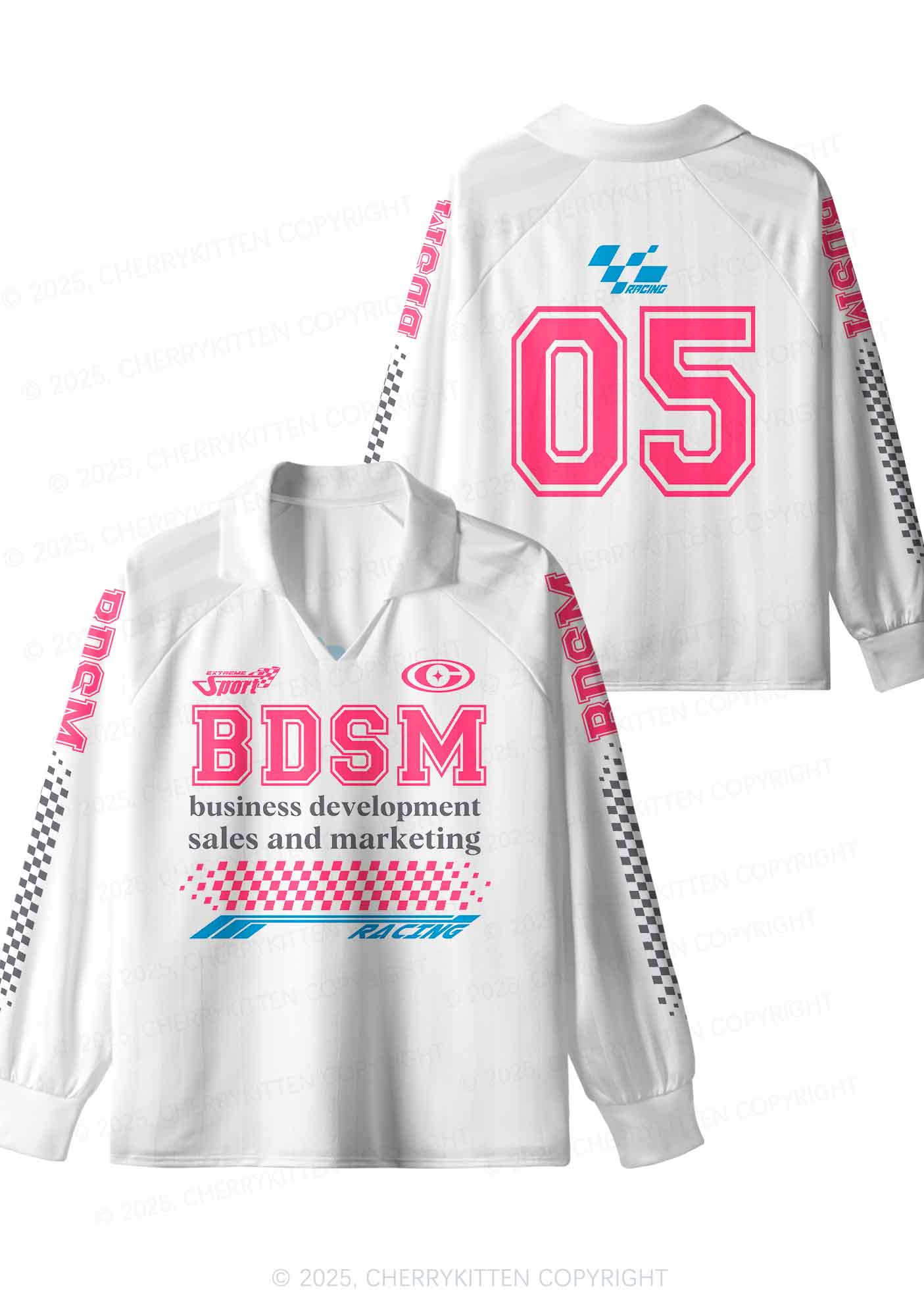 Custom Pink BDSM Y2K Sport Long Sleeve Jersey Shirts Cherrykitten