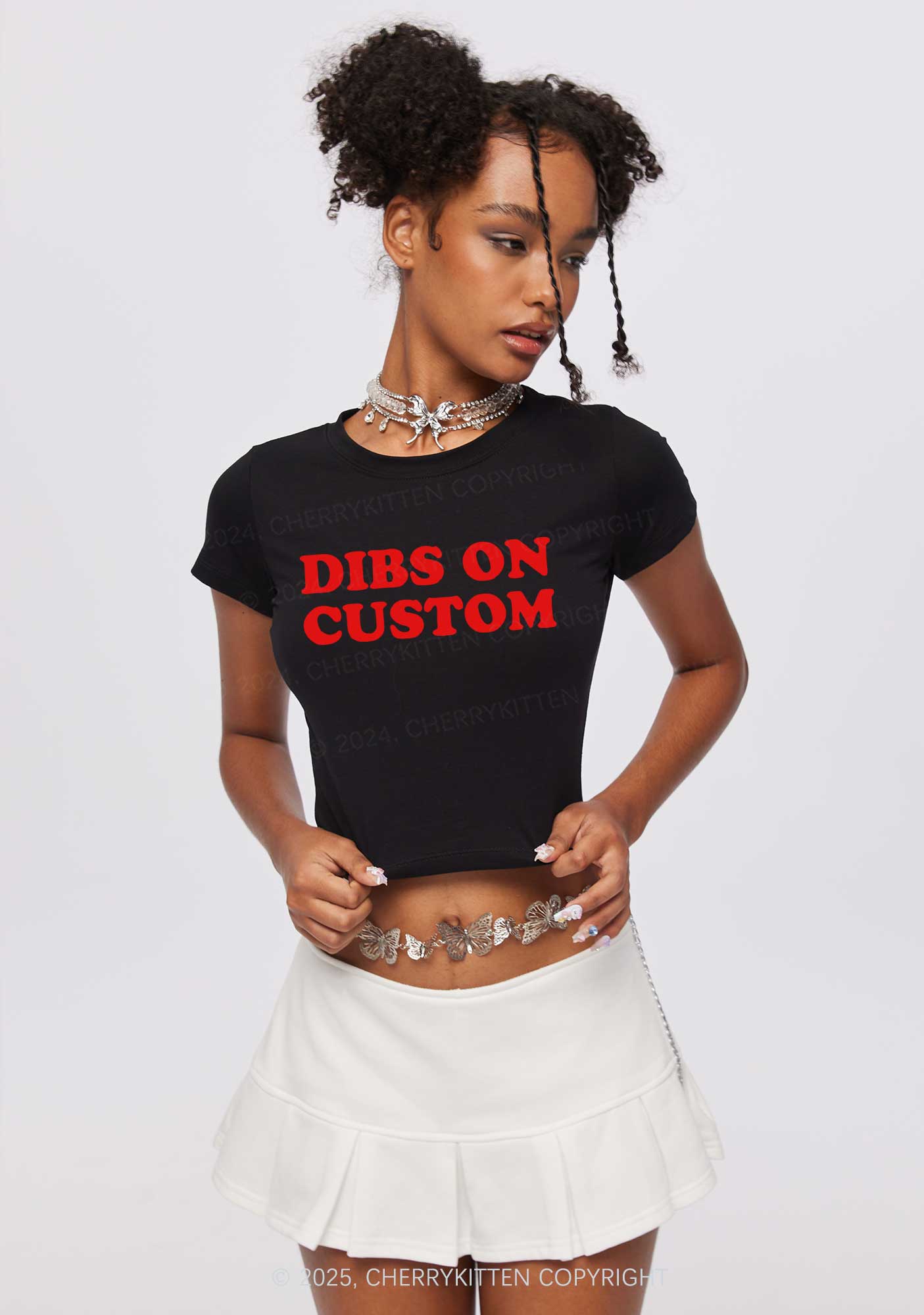 Dibs On Custom Y2K Baby Tee Cherrykitten