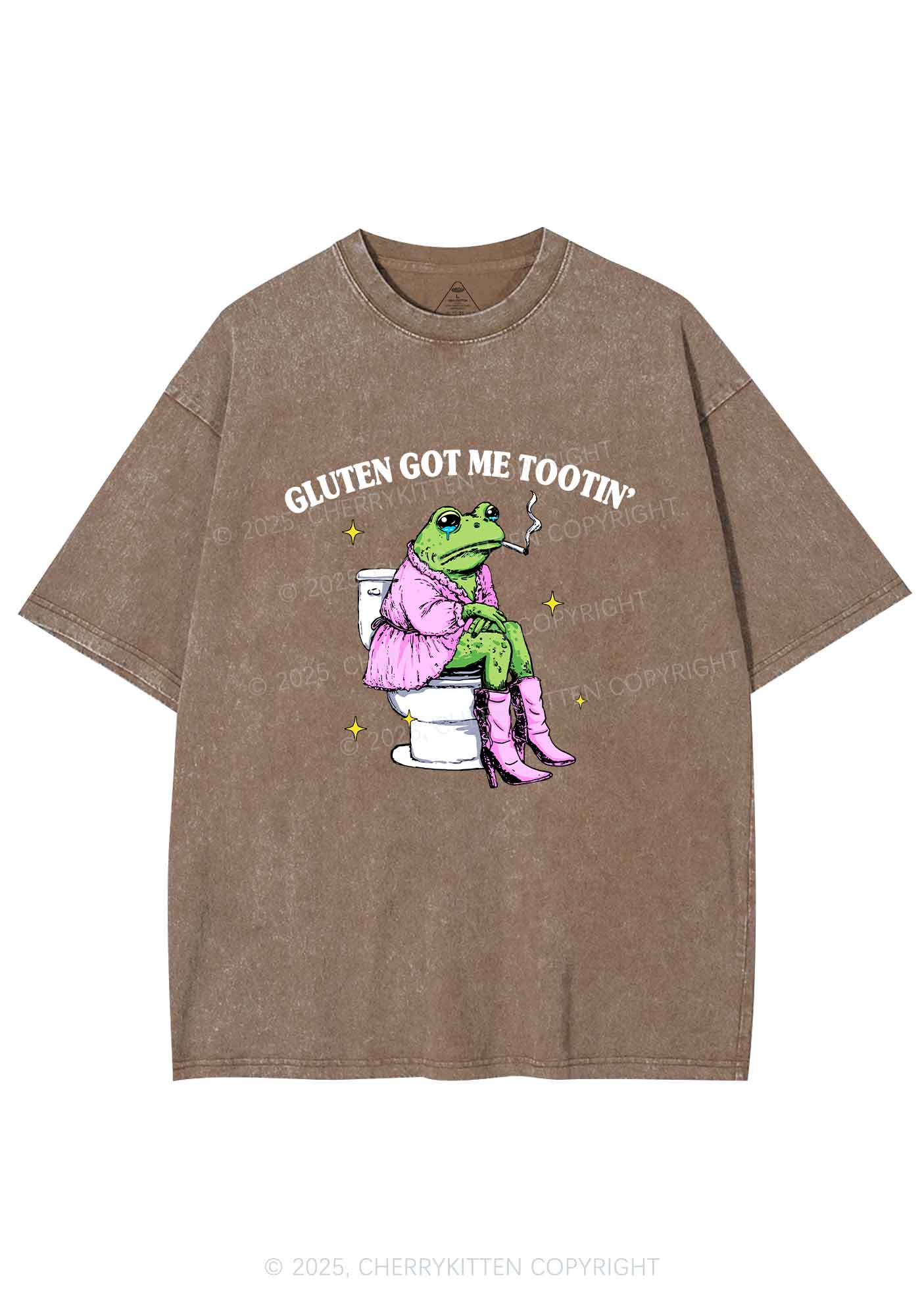 Gluten Got Me Tootin Y2K Shirts Washed Tee Cherrykitten