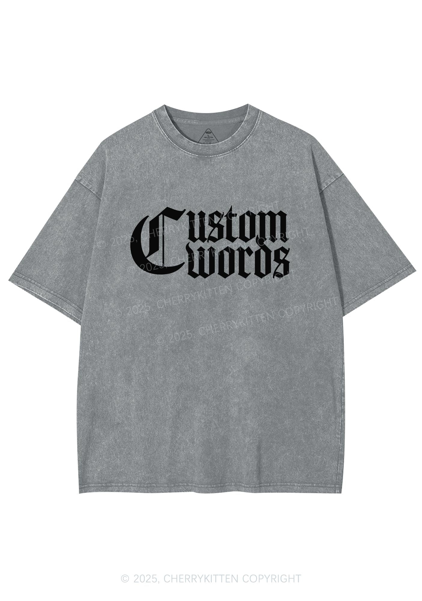 Custom Text Gothic Font Y2K Shirts Washed Tee Cherrykitten