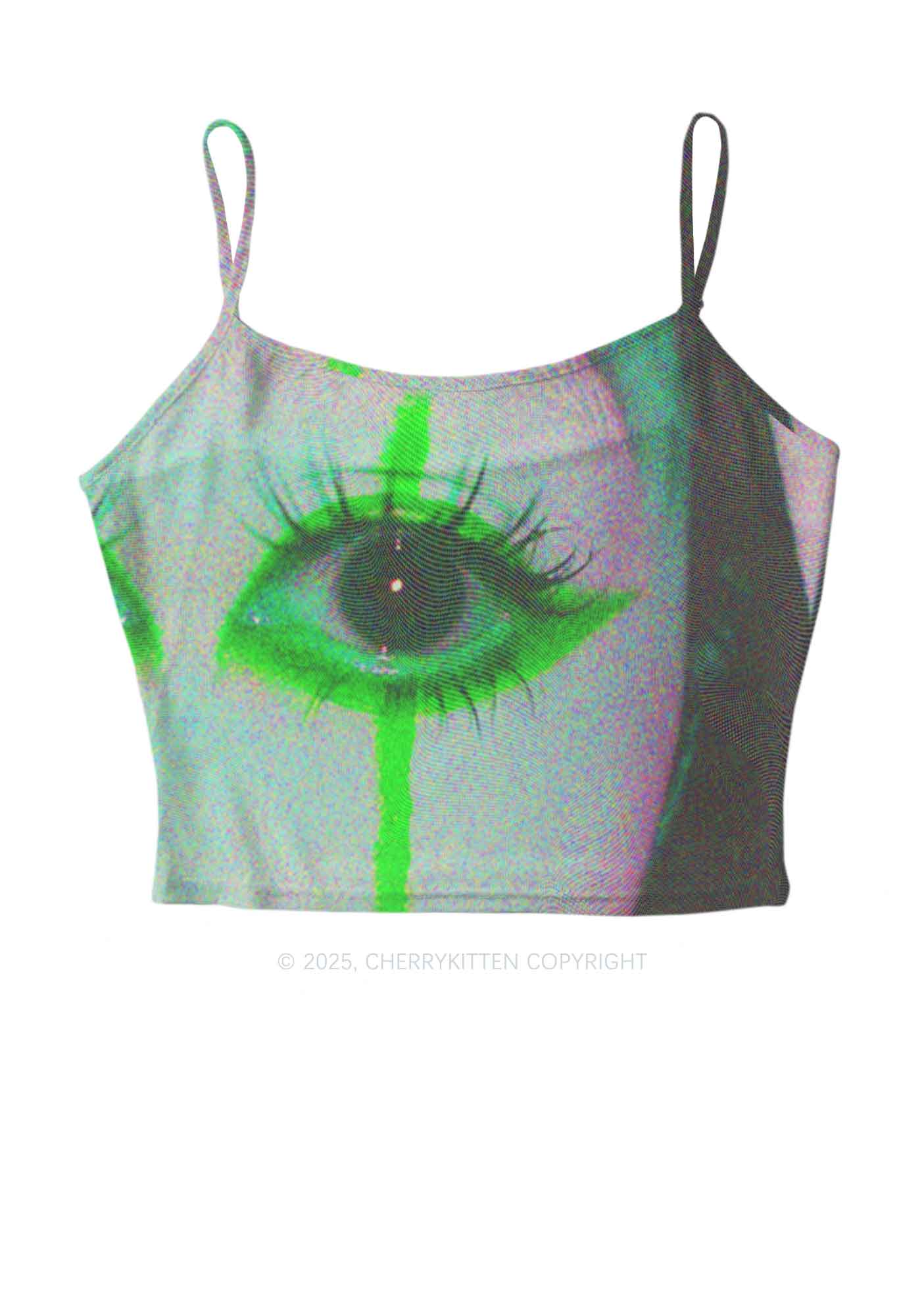 Halloween Cry Eye Y2K Mesh Cami Tank Cherrykitten