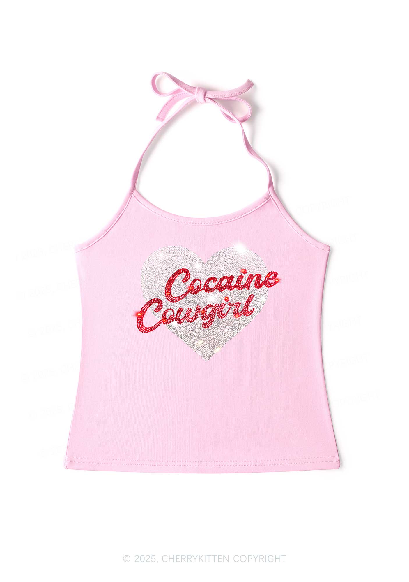 Rhinestone Cola Cowgirl Y2K Halter Neck Cami Cherrykitten