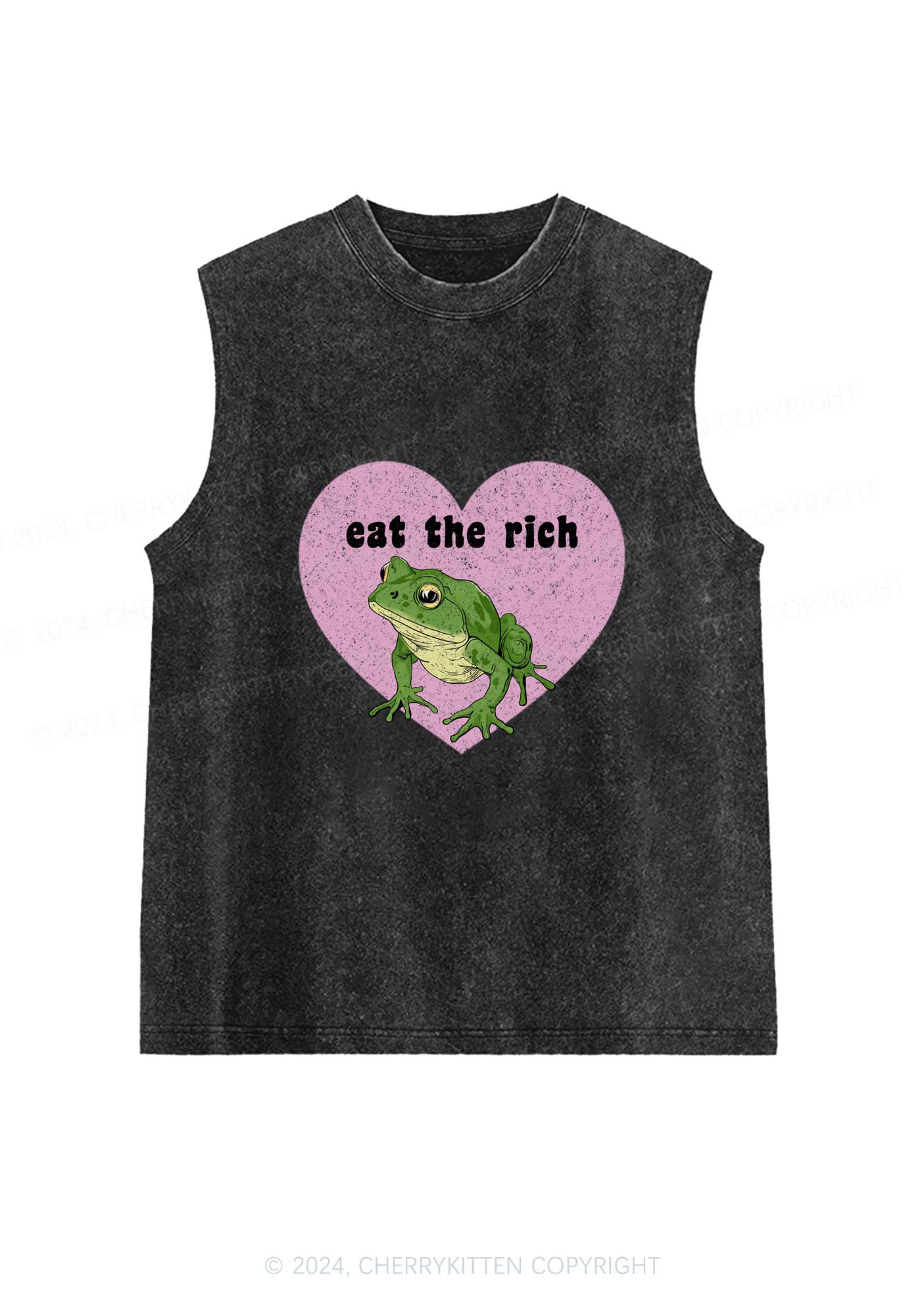 Eat The Rich Frog Y2K Washed Tank Cherrykitten