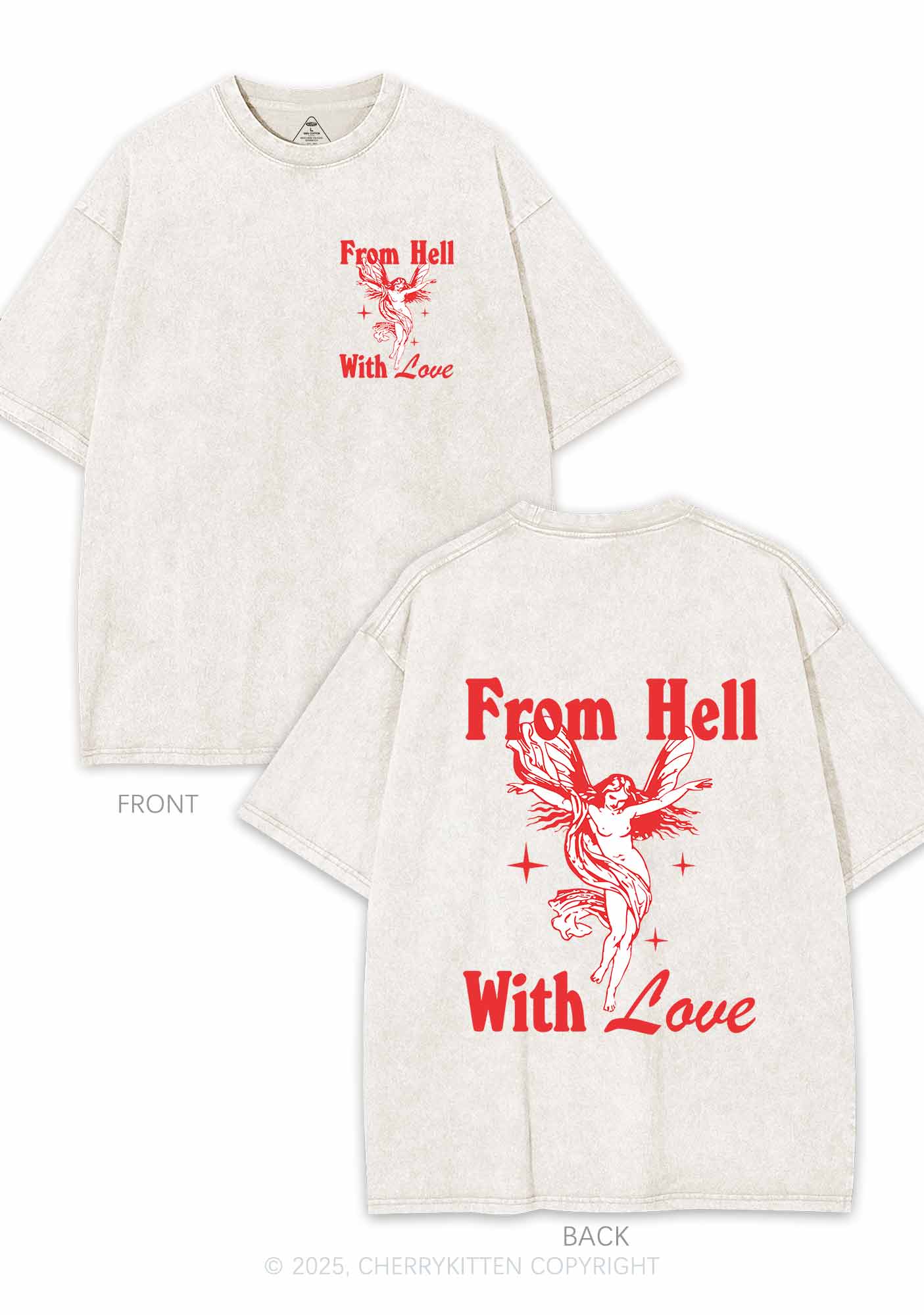 From Hell With Love Two Sides Y2K Shirts Washed Tee Cherrykitten