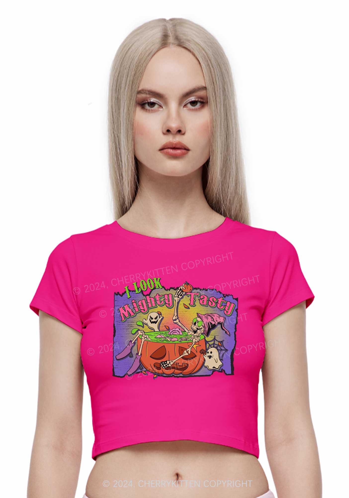 Mighty Tasty Halloween Y2K Baby Tee Cherrykitten