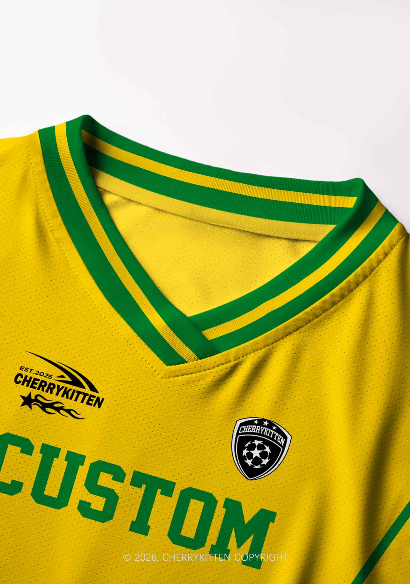 Custom Text Number Yellow Green Y2K Crop Football Jersey Shirts Cherrykitten