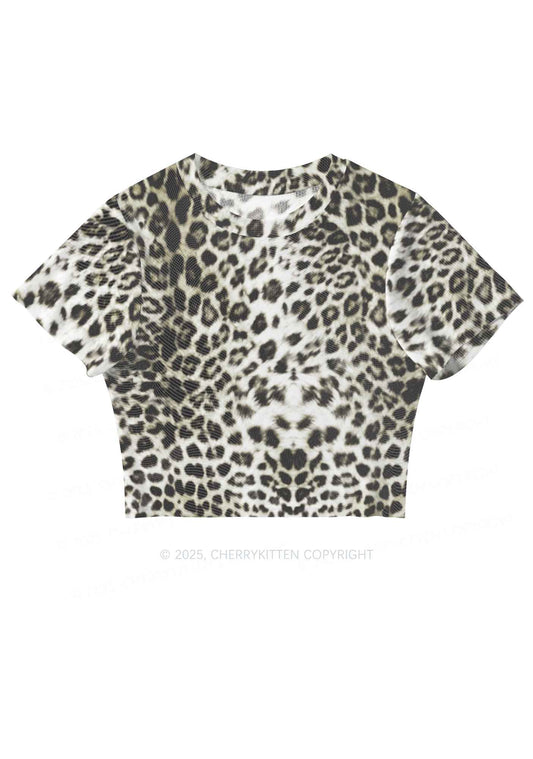 Wild Leopard Y2K Mesh Crop Top Cherrykitten