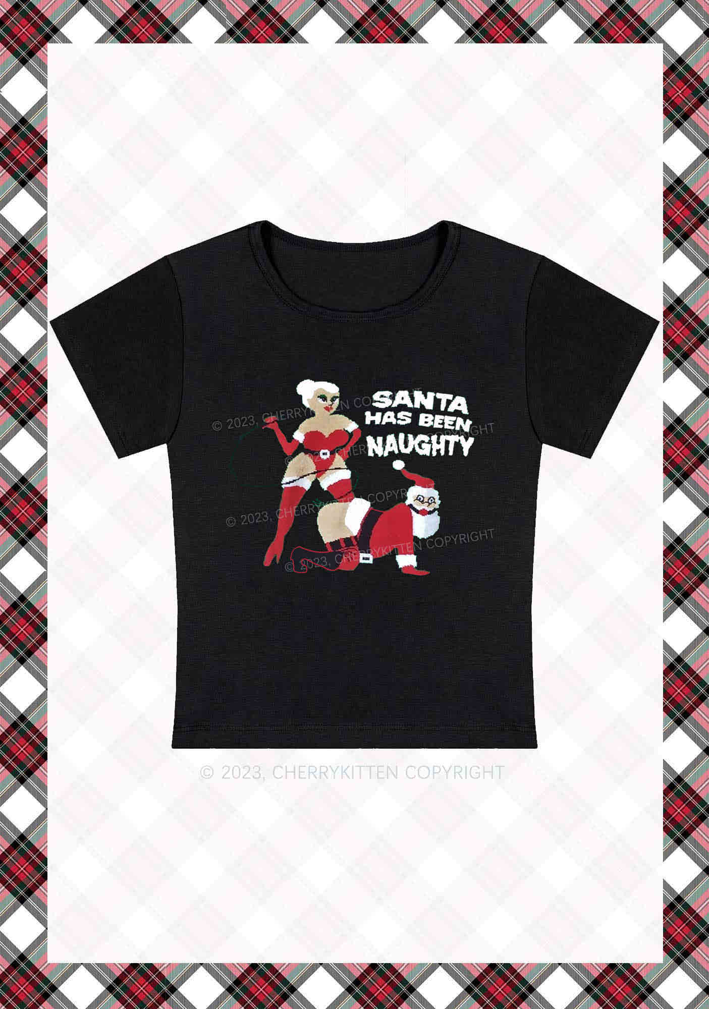 Santa Has Been Naughty Christmas Y2K Baby Tee Cherrykitten