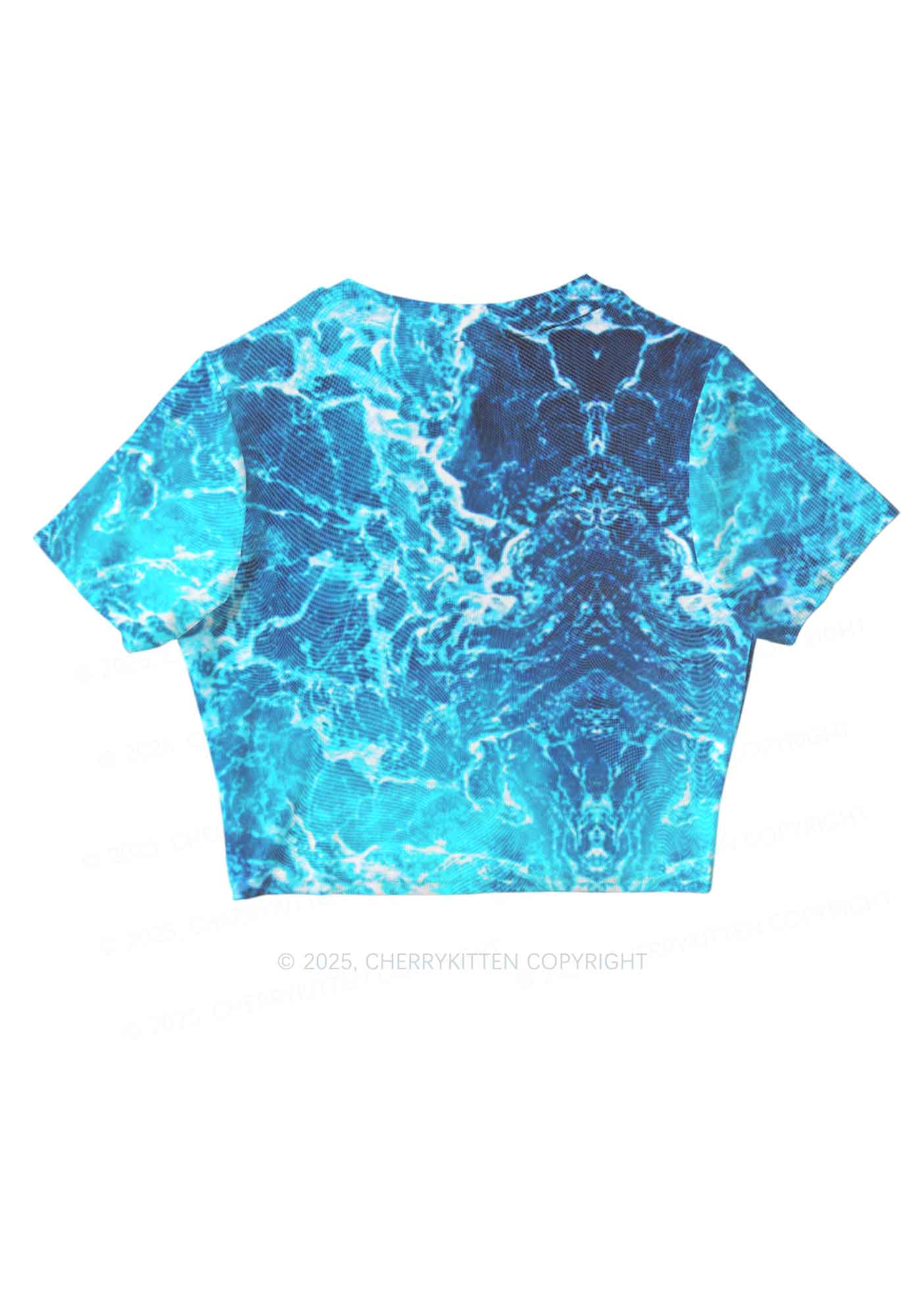 Ocean Wave Y2K Mesh Crop Top Cherrykitten